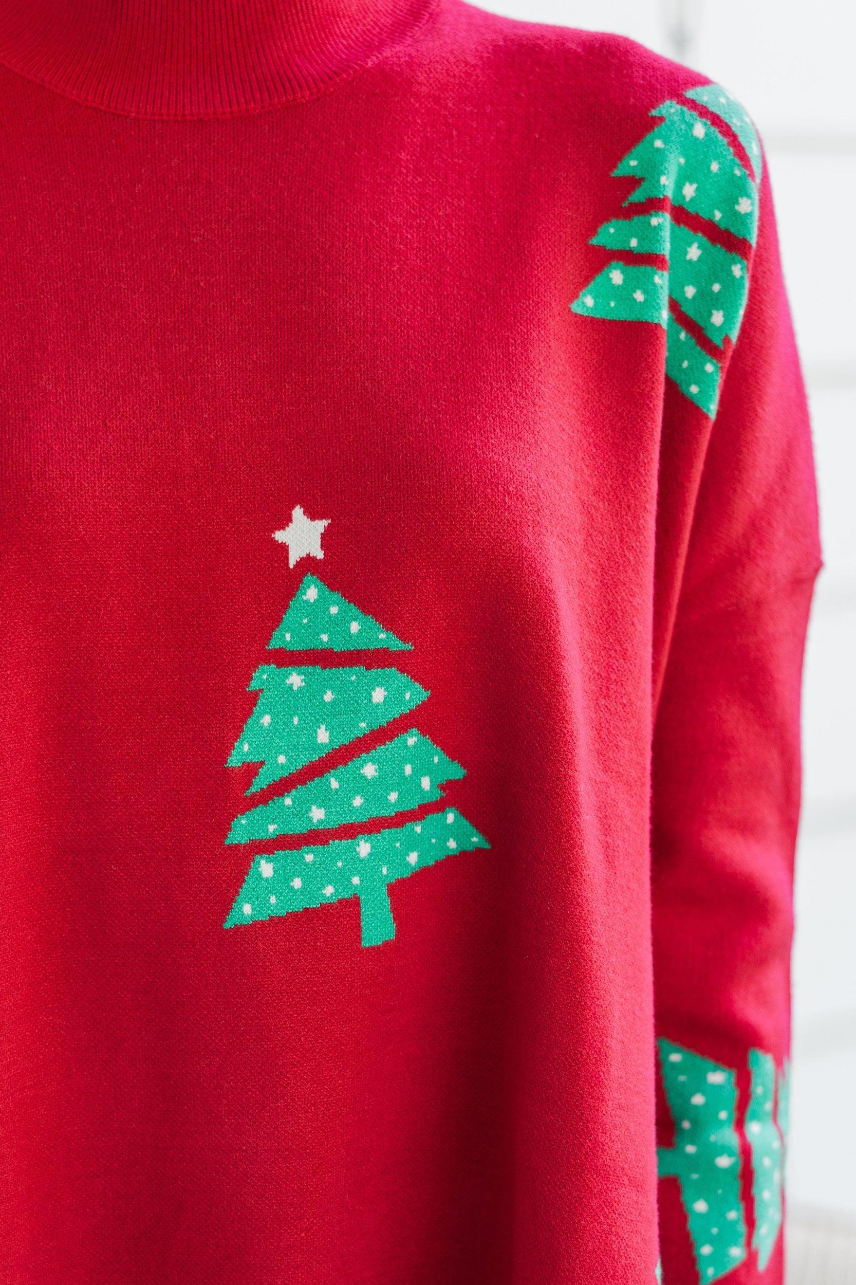 Quick Decisions Red Christmas Tree Sweater Female Product Image