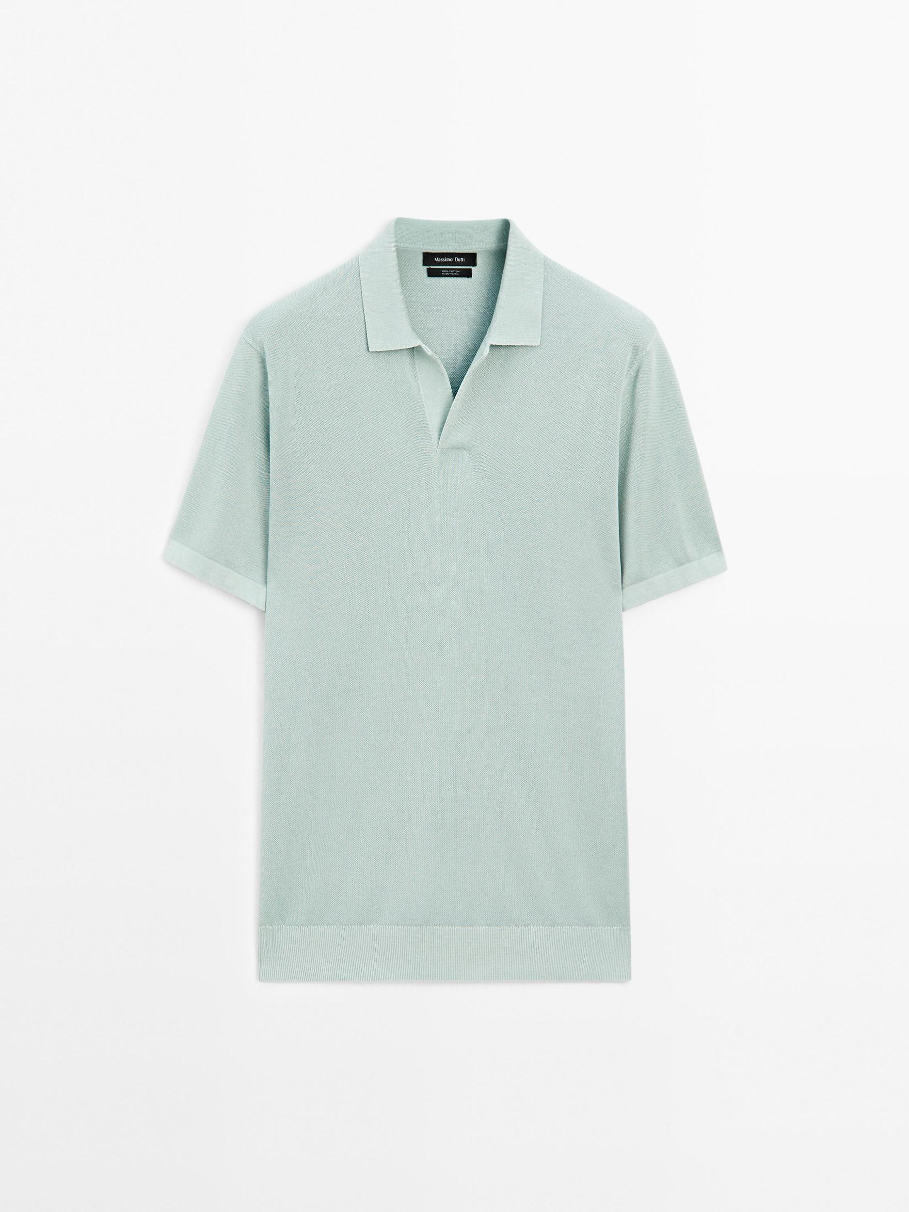 Knit V-neck polo shirt Product Image