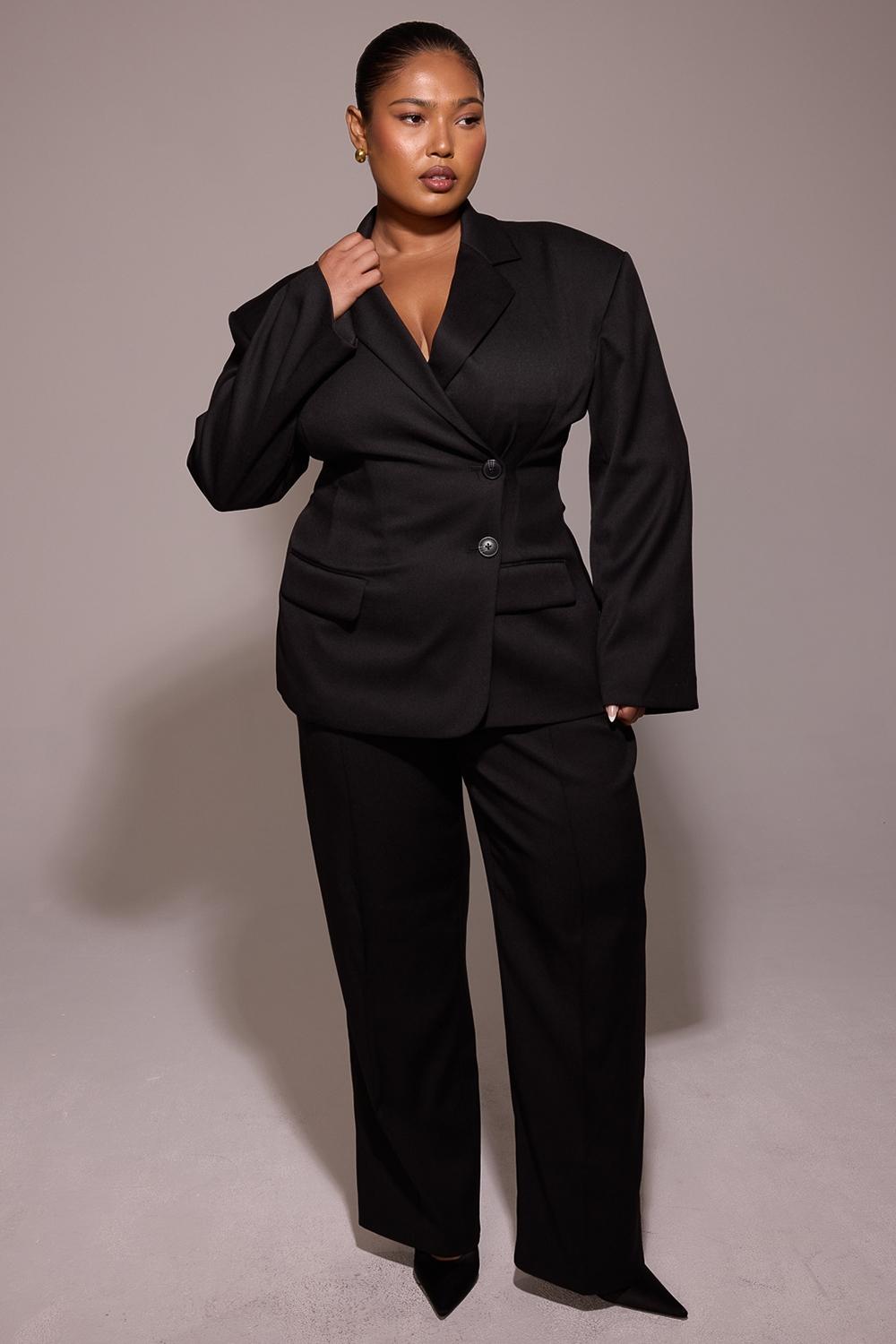 Hayden  black wide leg high waist tailored trousers Product Image