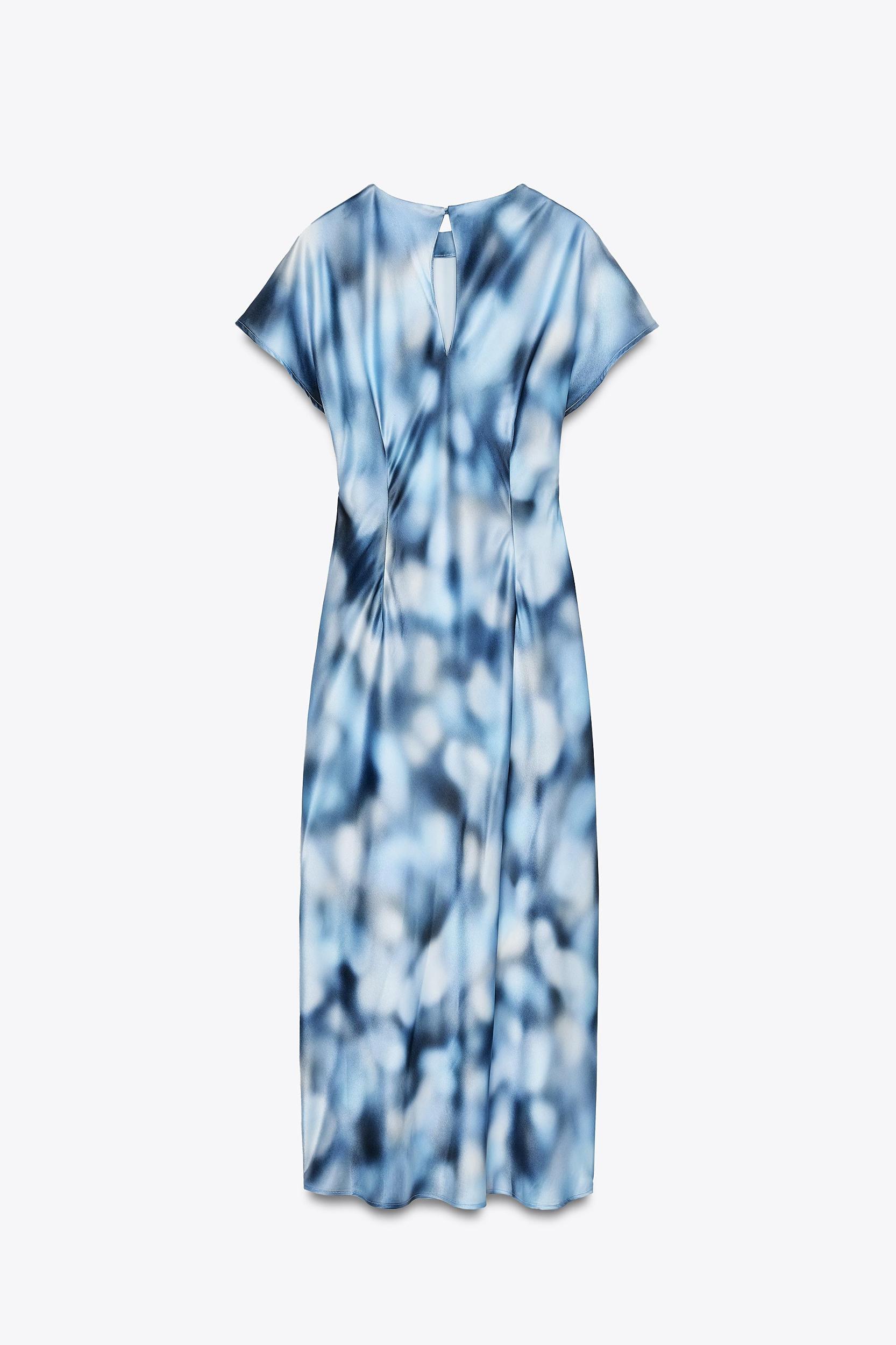 SATIN EFFECT TIE-DYE MIDI DRESS Product Image