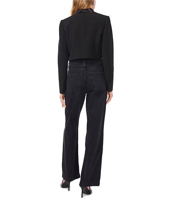 1. STATE Crepe Suiting Notch Lapel Long Sleeve Button Front Cropped Blazer Product Image