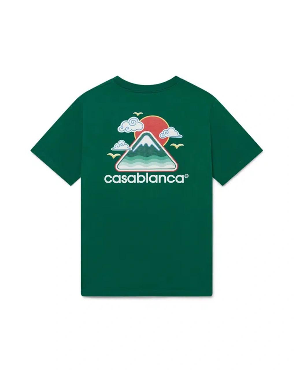 CASABLANCA Mens Montagne Ondulee Brand-print Cotton-jersey T-shirt In Green Product Image