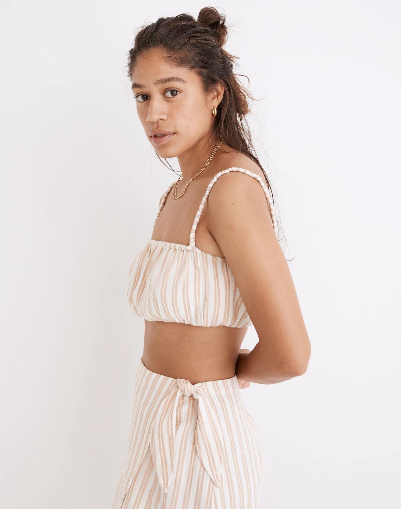 Lightestspun Cover-Up Bubble Crop Top in Stripe Product Image