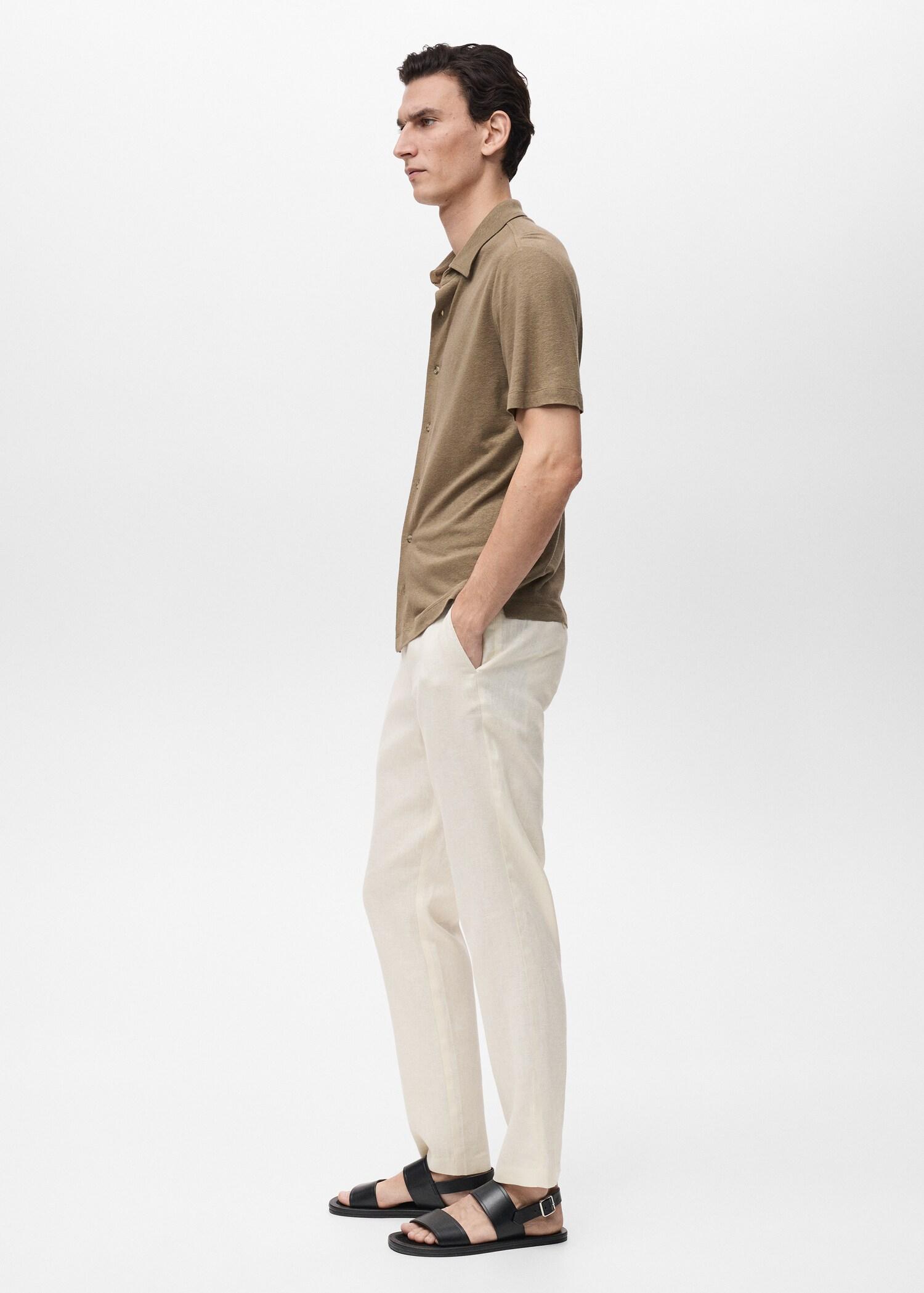 Slim-fit 100% linen pants - Men | MANGO USA Product Image