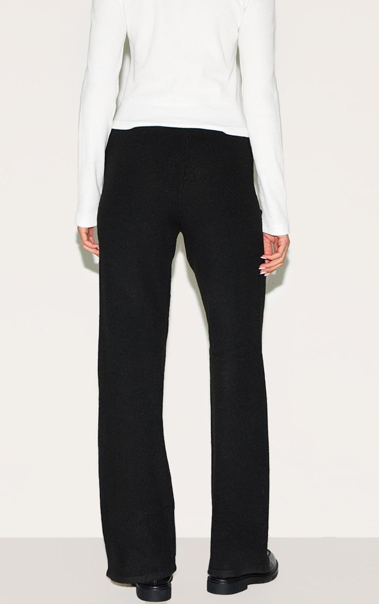 Black Soft Knit Wide Leg Pants Product Image