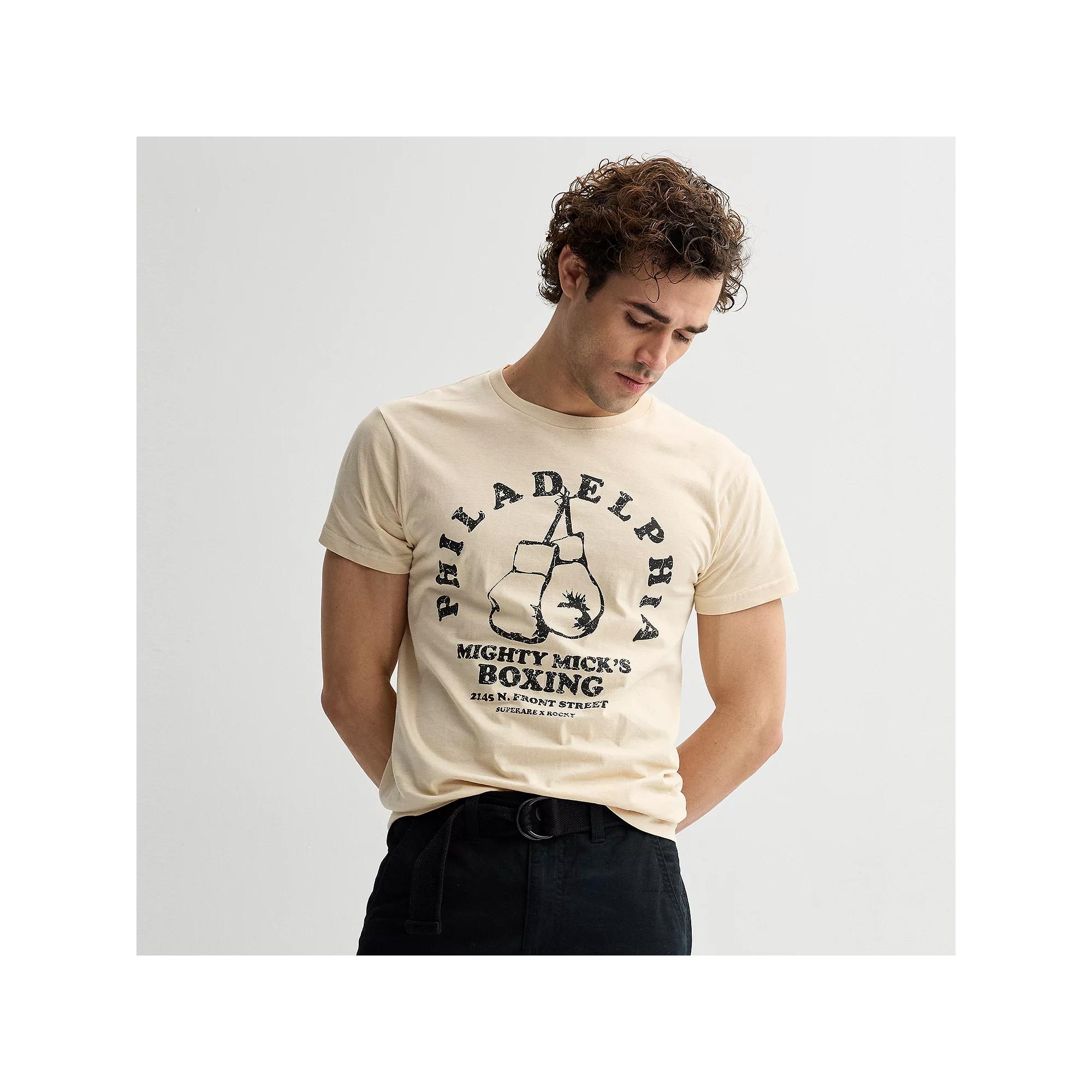 Men's Rocky "Philadelphia Mighty Mick's Boxing" Graphic Tee, Size: Large, Beige Product Image