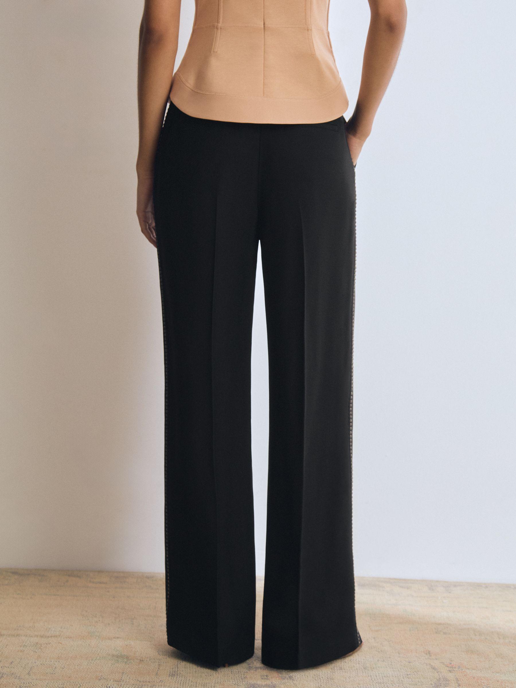 Atelier Crepe Wide-Leg Stitch Trousers in Black Product Image
