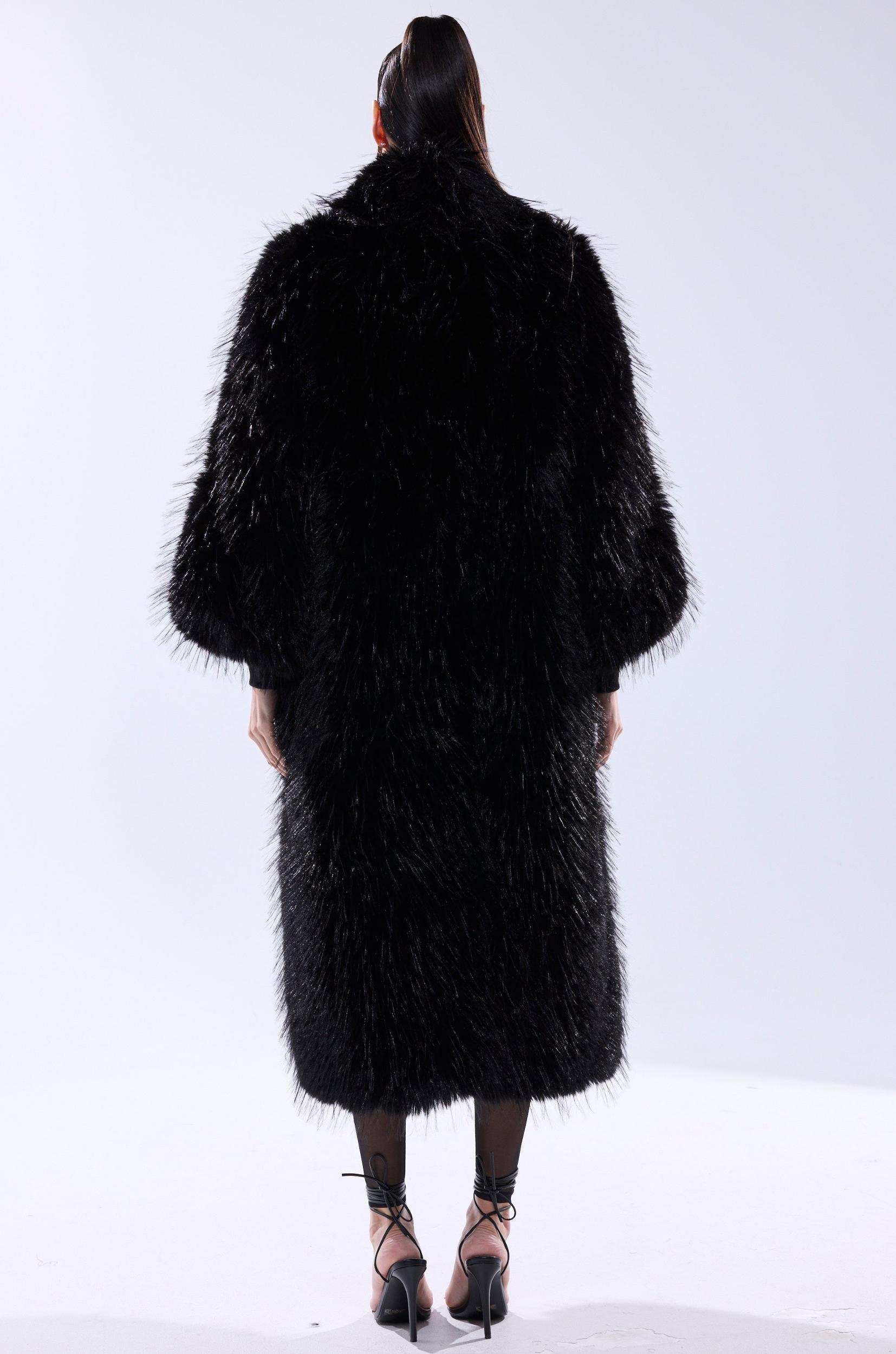 TSUNAMI FAUX FUR COAT IN BLACK Product Image