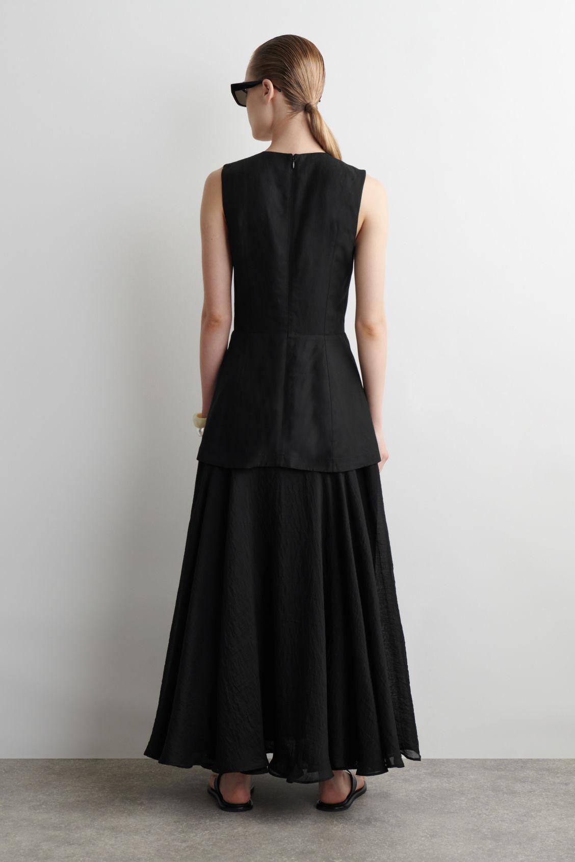 LAYERED PEPLUM MIDI DRESS Product Image