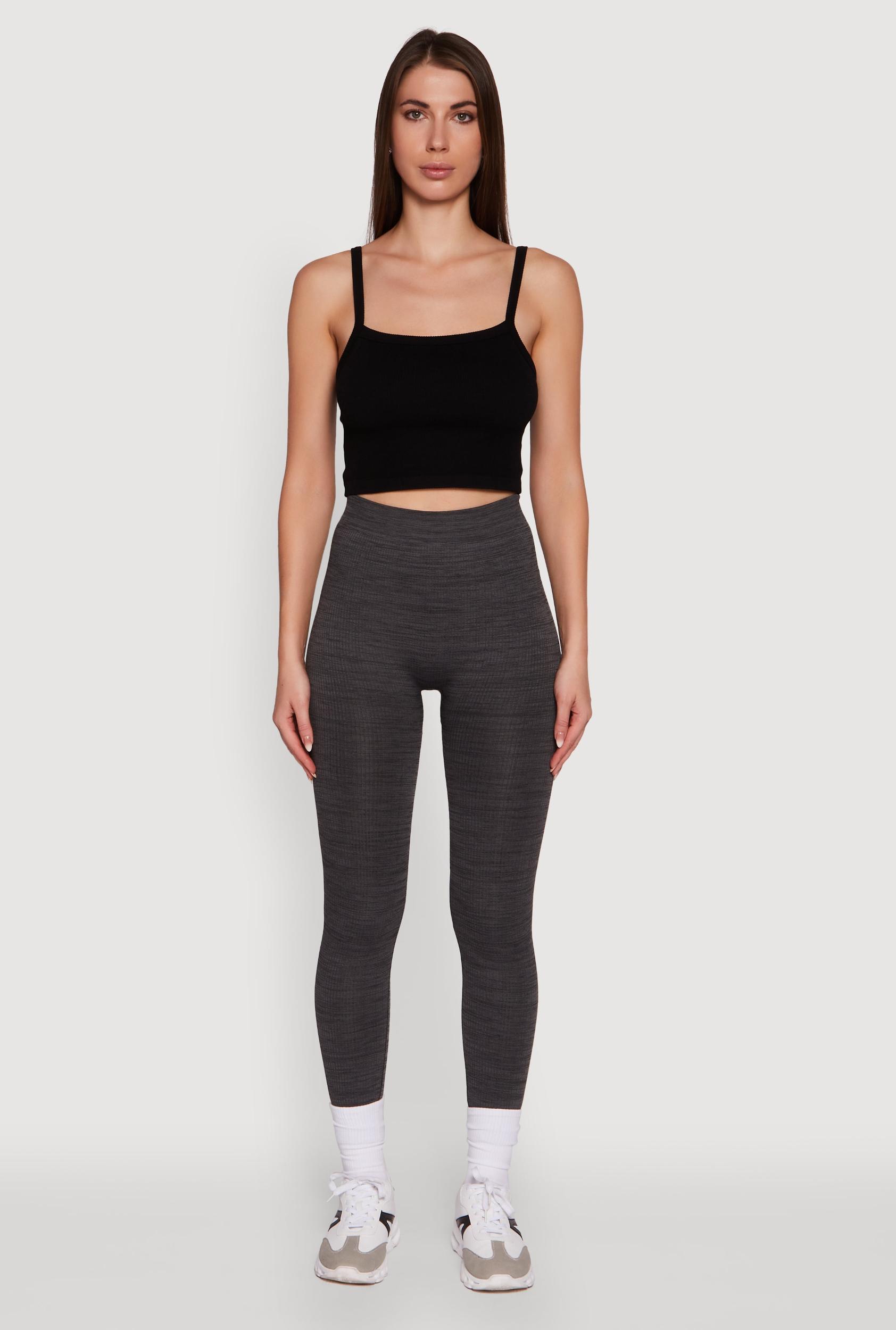 Womens Trendy Rib Knit High Waisted Leggings Product Image