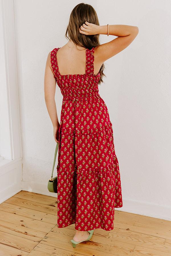 Apple Orchard Stroll Floral Midi Dress in Wine Product Image