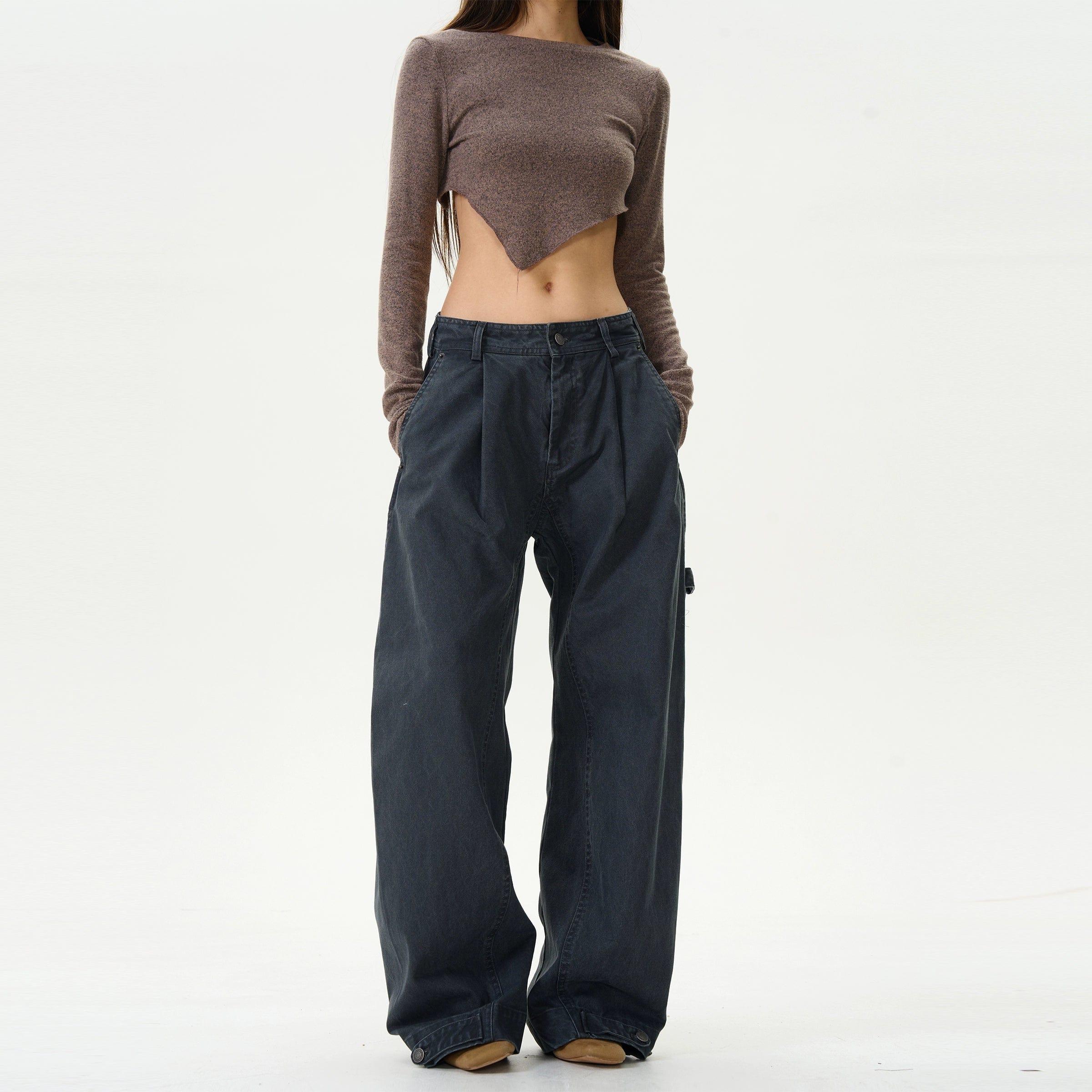 RT No. 12164 PLEATED CARPTENTER STRAIGHT PANTS Product Image