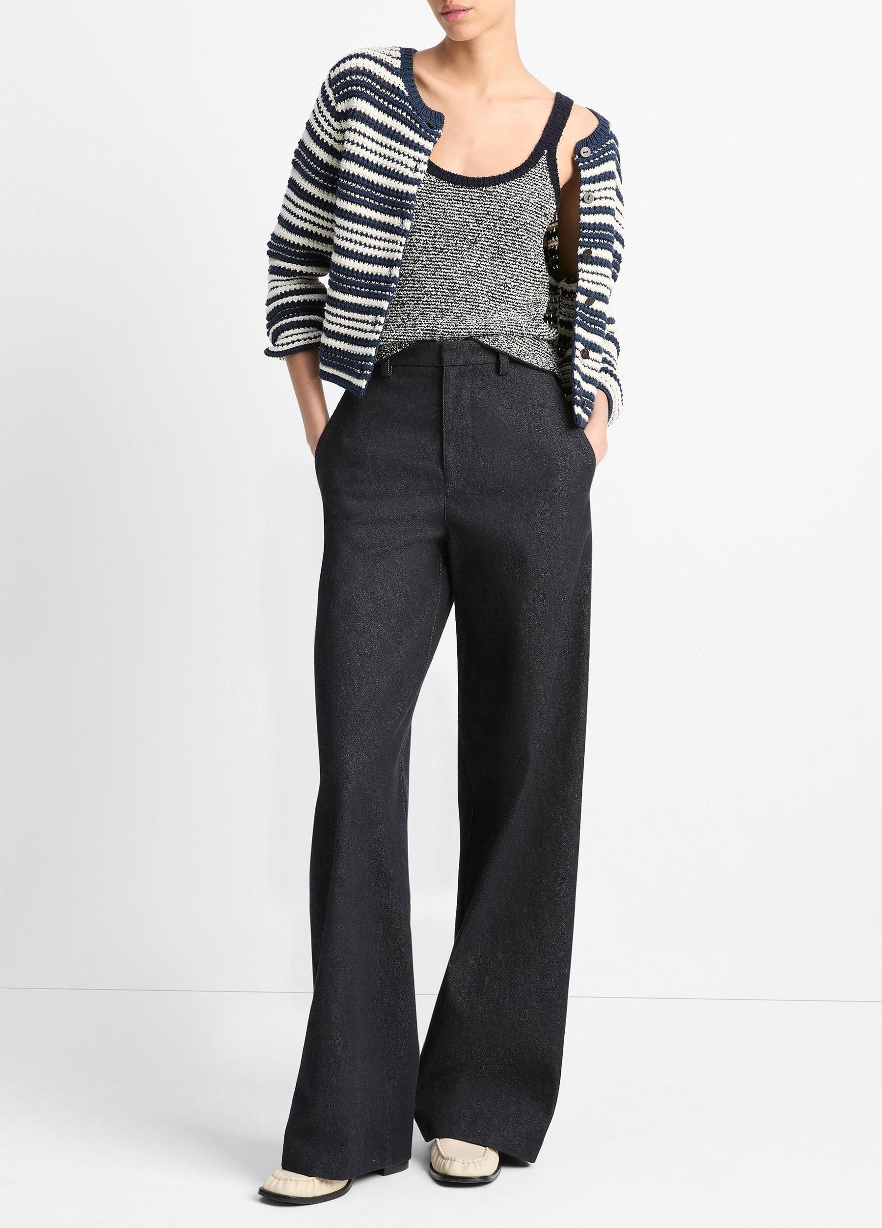 Textured Stripe Italian Cotton Cardigan Product Image