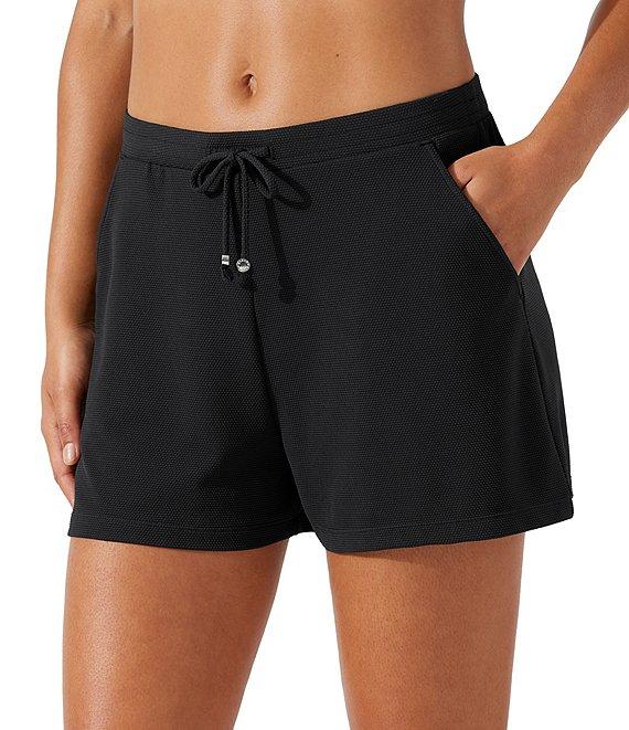 Tommy Bahama Island Cays Solid Textured Elastic Drawstring Waist Pull-On Swim Cover-Up Shorts Product Image