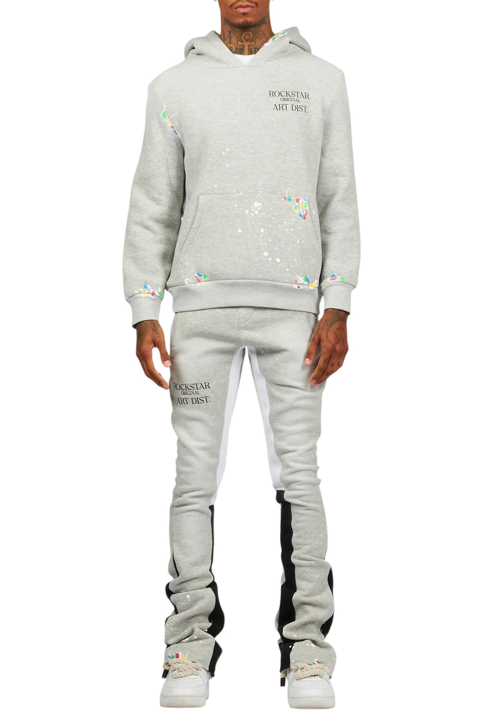 Rockstar Art Dist. Heather Grey Hoodie/Stacked Flare Set Male Product Image
