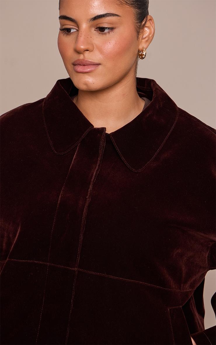 Plus Chocolate Velvet Bomber Jacket  Product Image