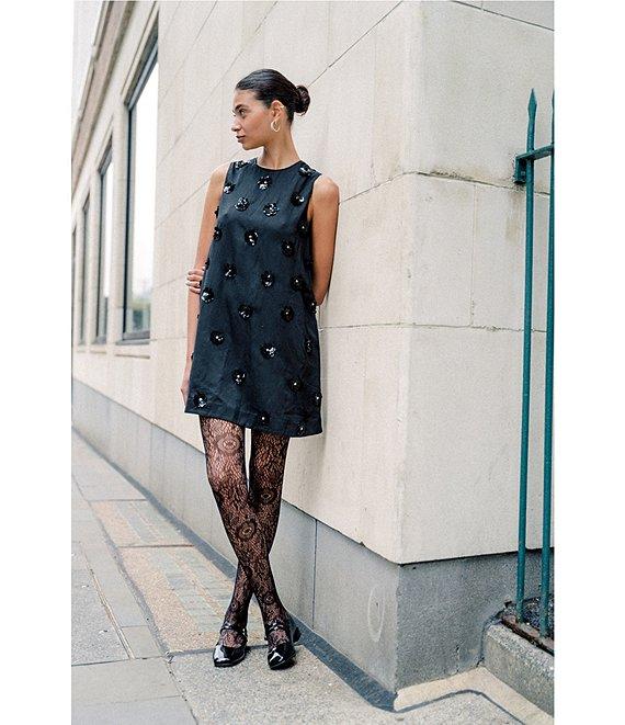 COREY LYNN CALTER Veruca Woven Embroidered Paillette Sequin Mini Shift Dress Product Image