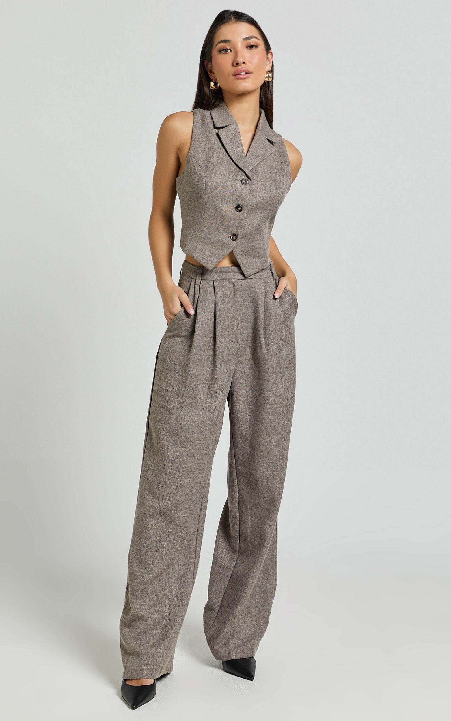 Andie Vest - Button Through Collared Vest in Grey Product Image