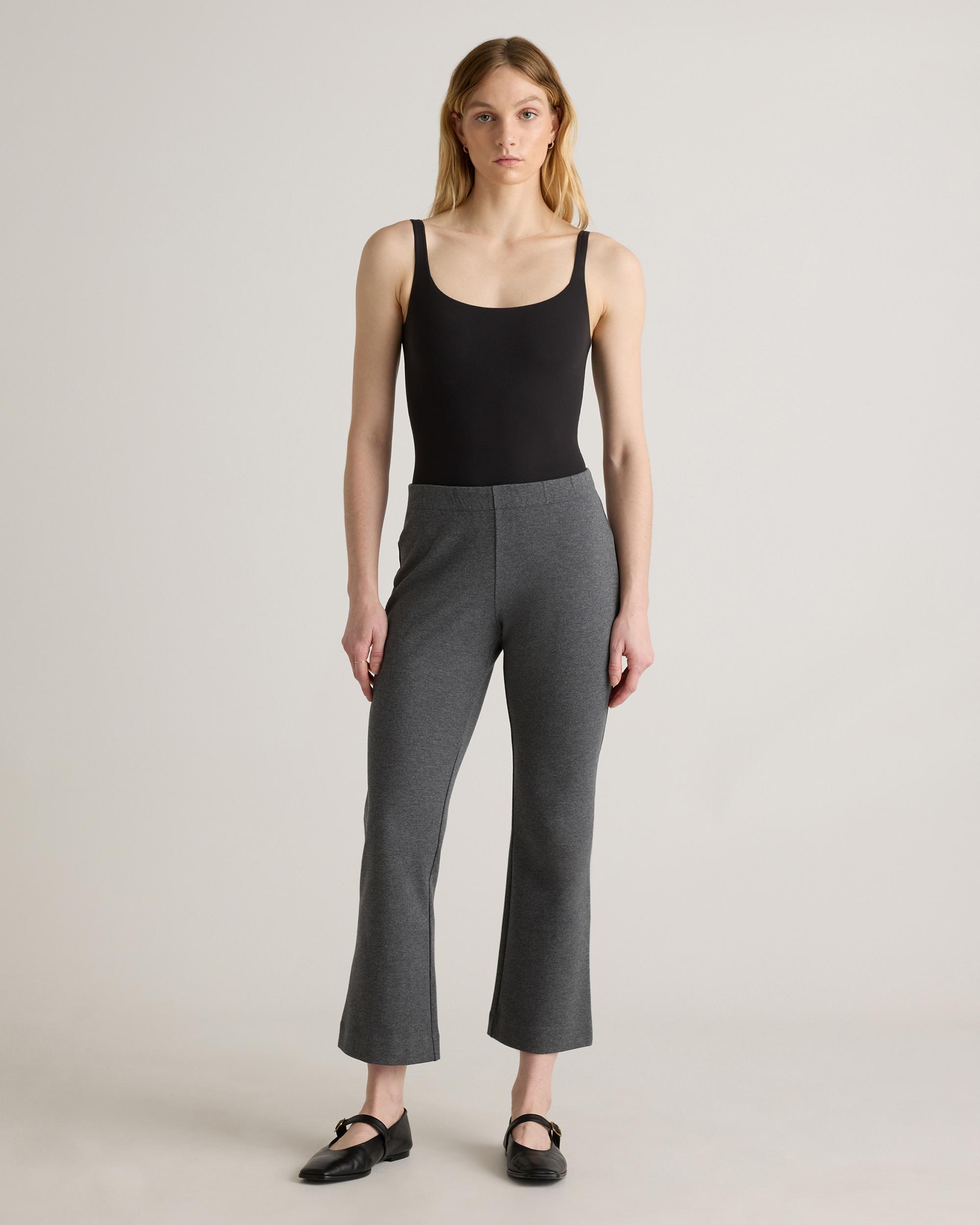 Quince | Women's Double Knit Kick Flare Pants Organic Cotton Product Image