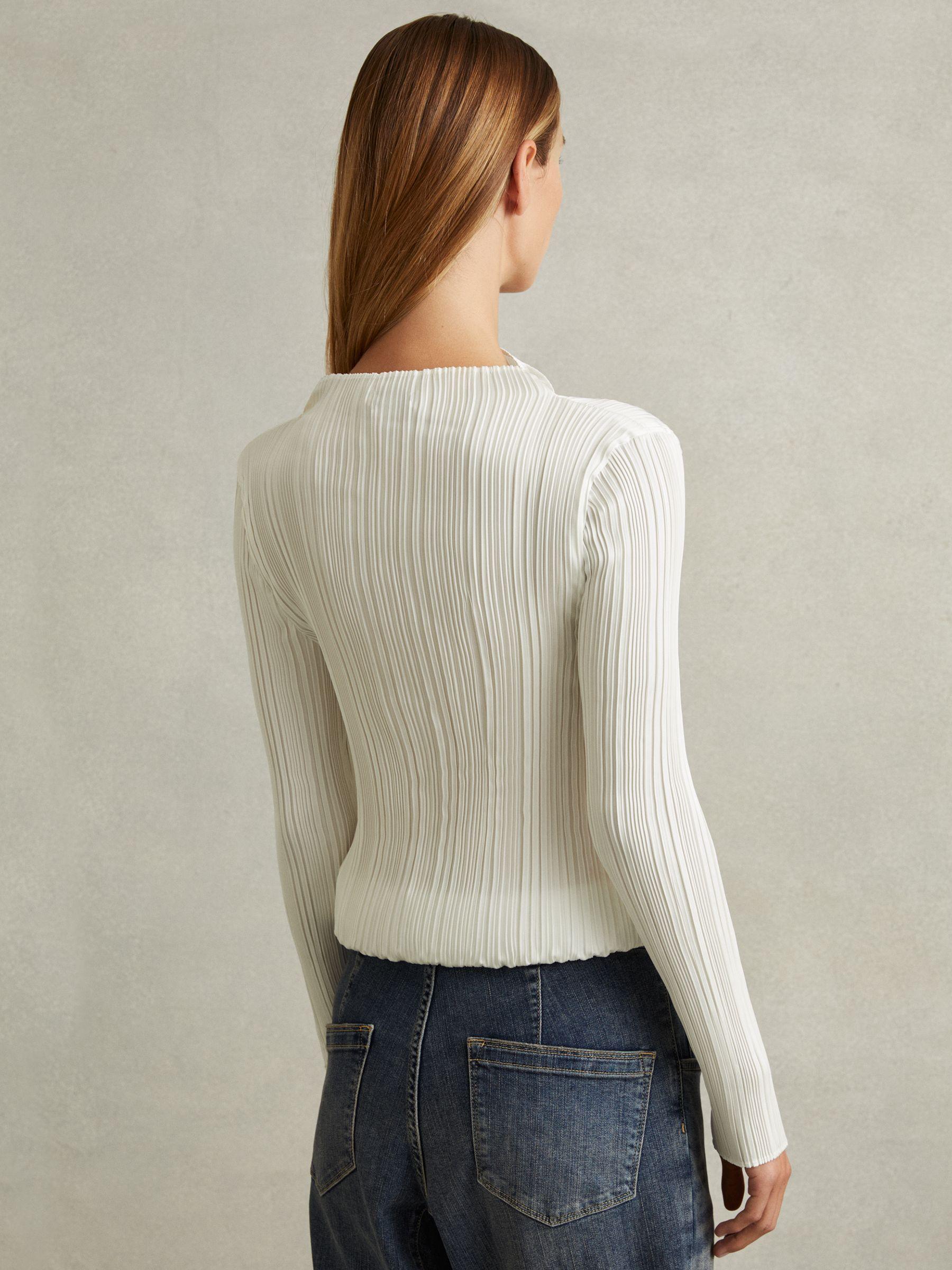 High Neck Plisse Top in Ivory Product Image