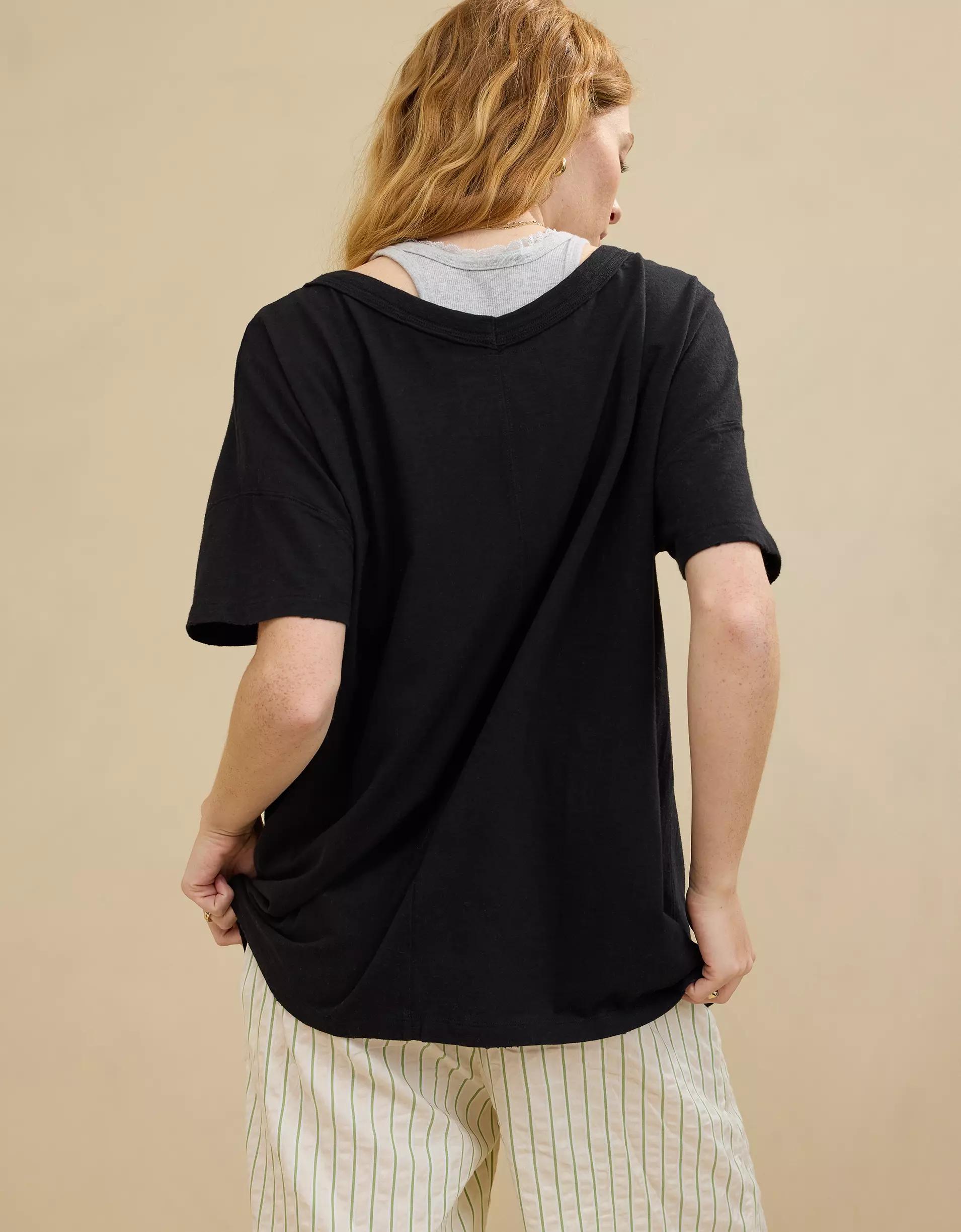 Aerie Oversized V-Neck Boyfriend T-Shirt Product Image