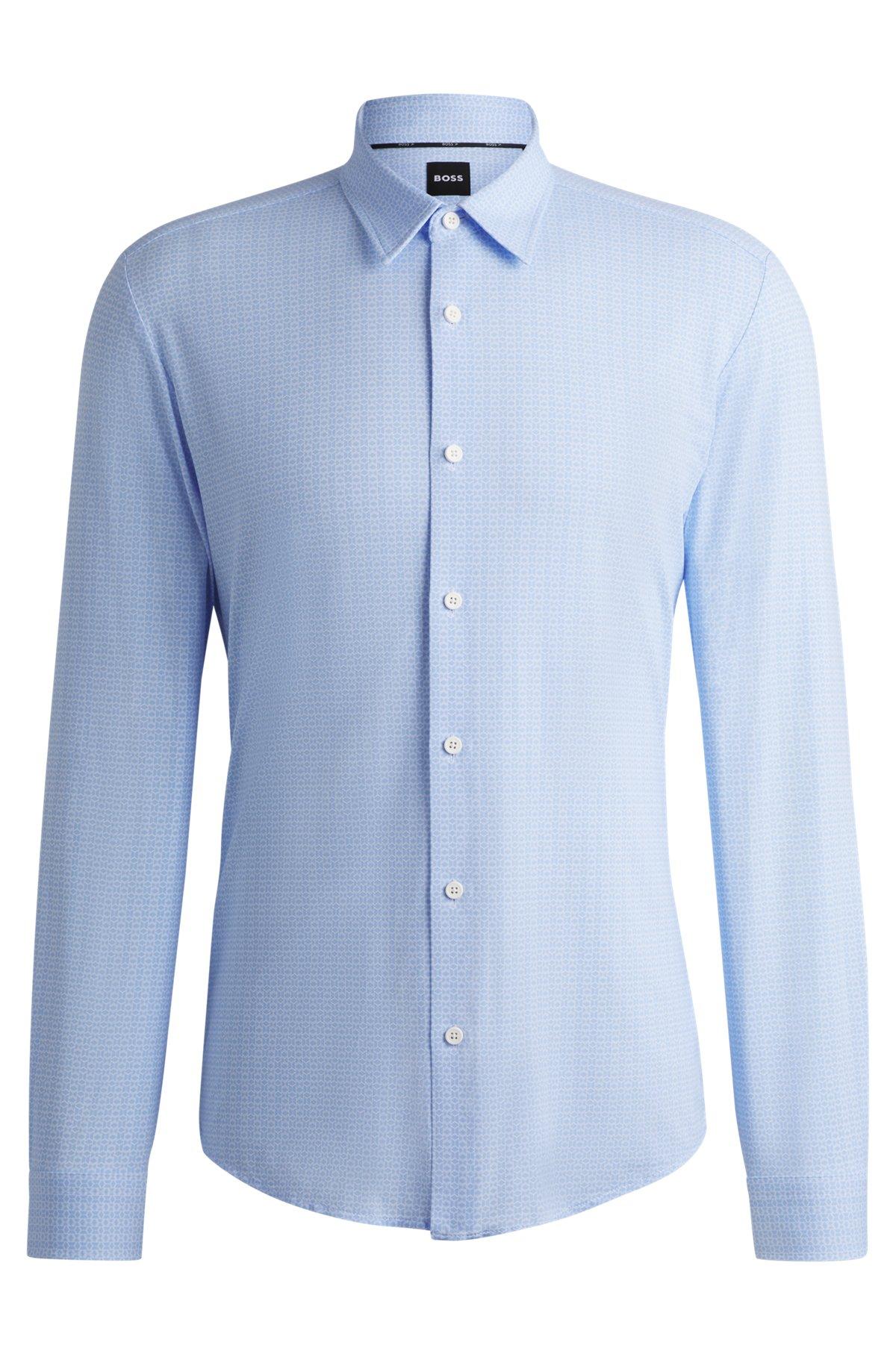 Slim-fit shirt in printed performance-stretch jersey Product Image