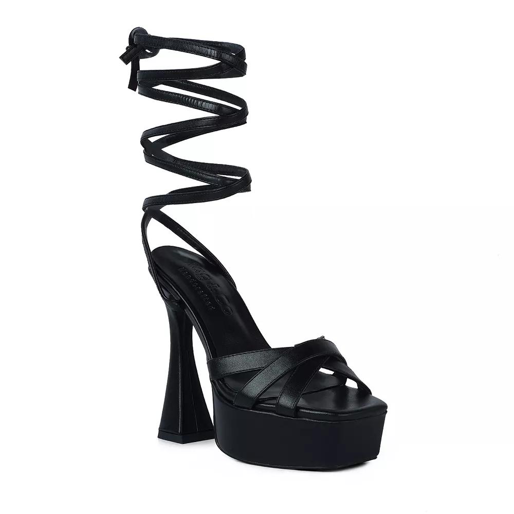 Rag & Co Splitsoul Women's Leather Strappy Block Heel Sandals, Size: 7, Black Product Image