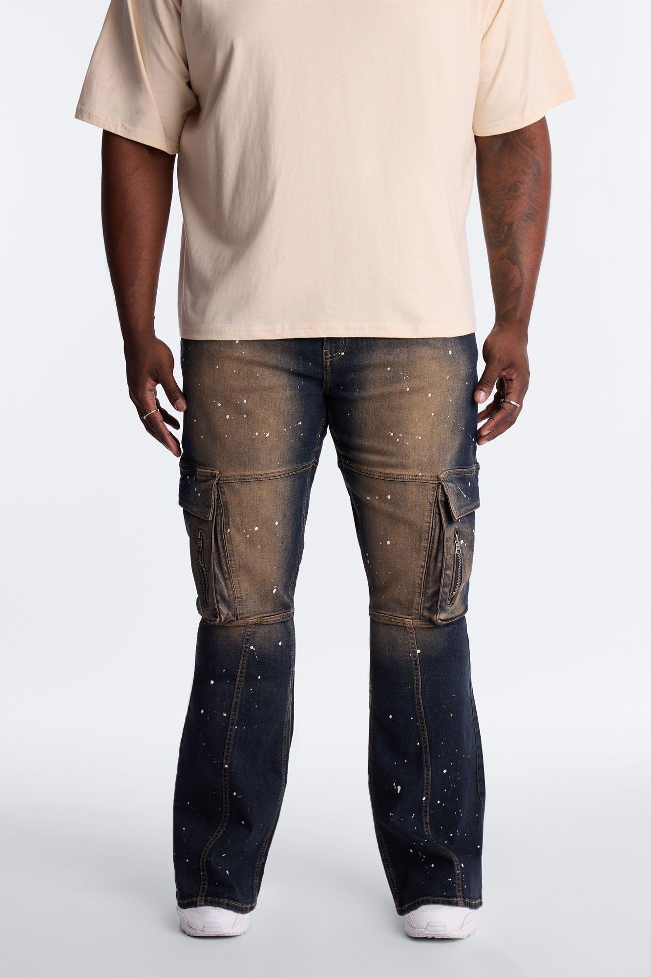 Stacked Skinny Flare Hazmat Cargo Jean - Dark Wash Male Product Image