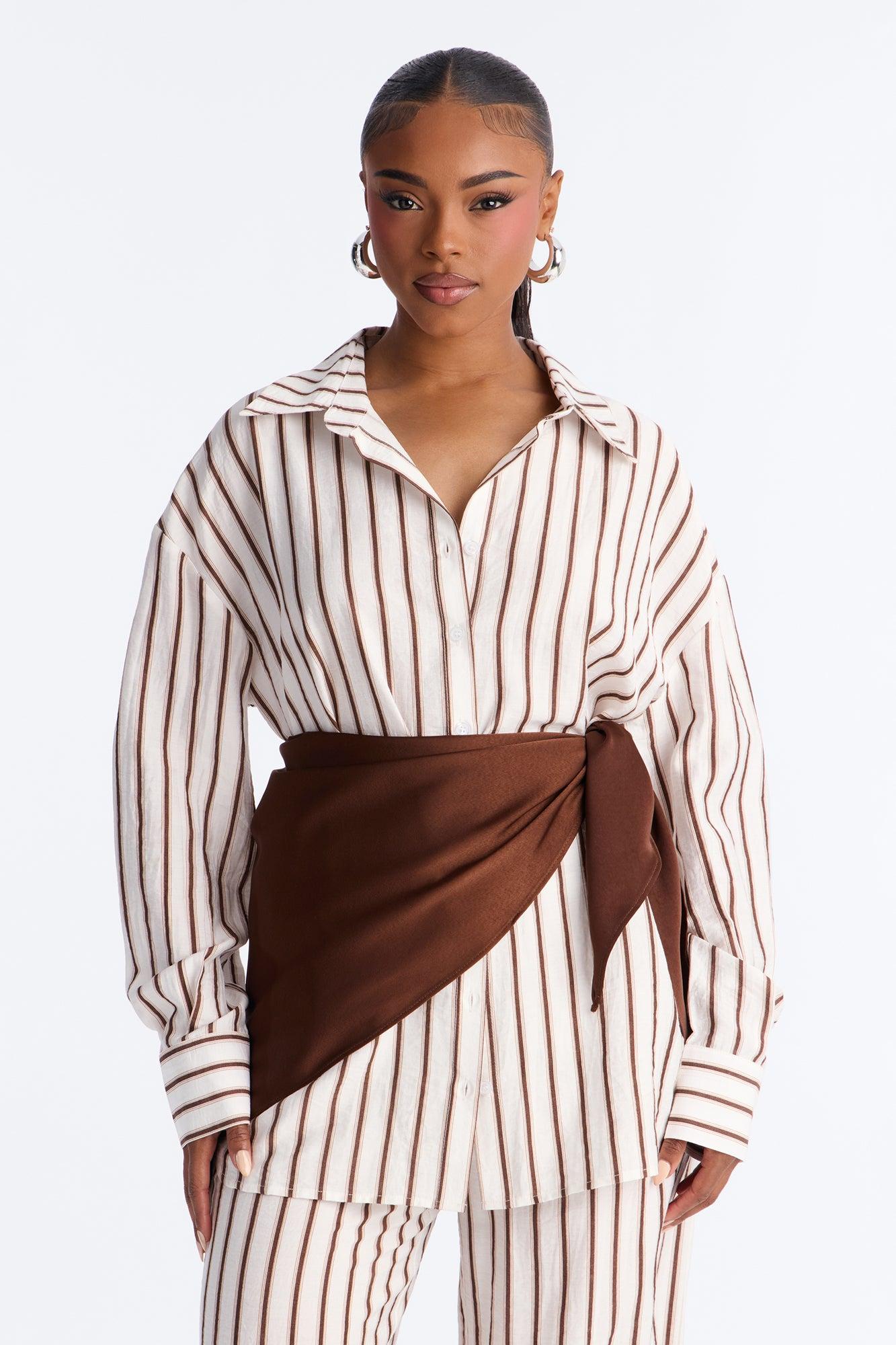 Senna Linen 3 Piece Scarf Pant Set - White/combo Female Product Image