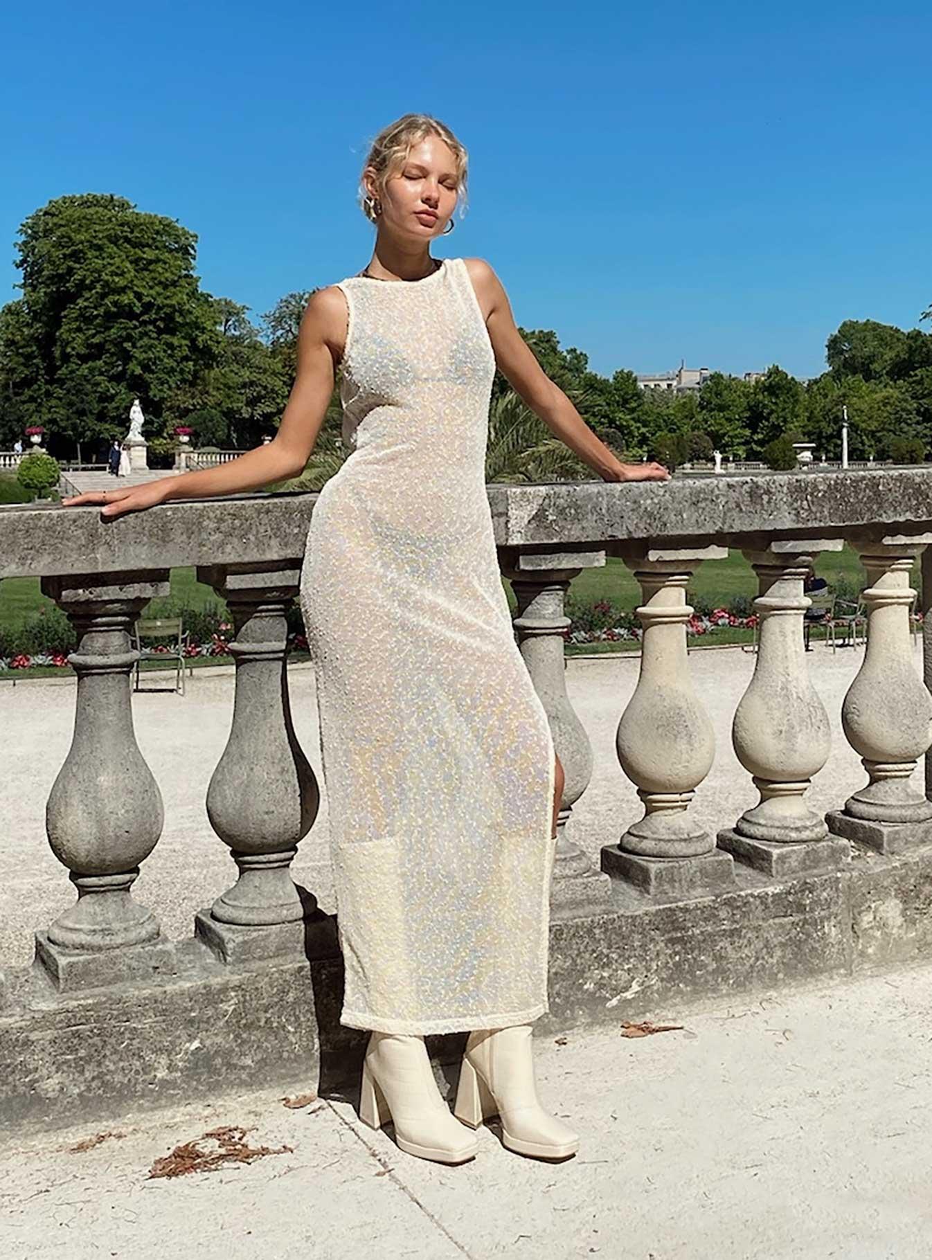 Performer Knit Maxi Dress Cream Product Image