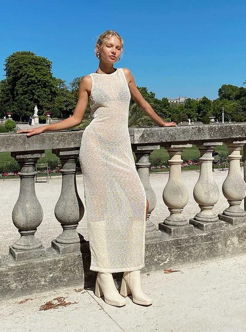 Performer Knit Maxi Dress Cream Product Image