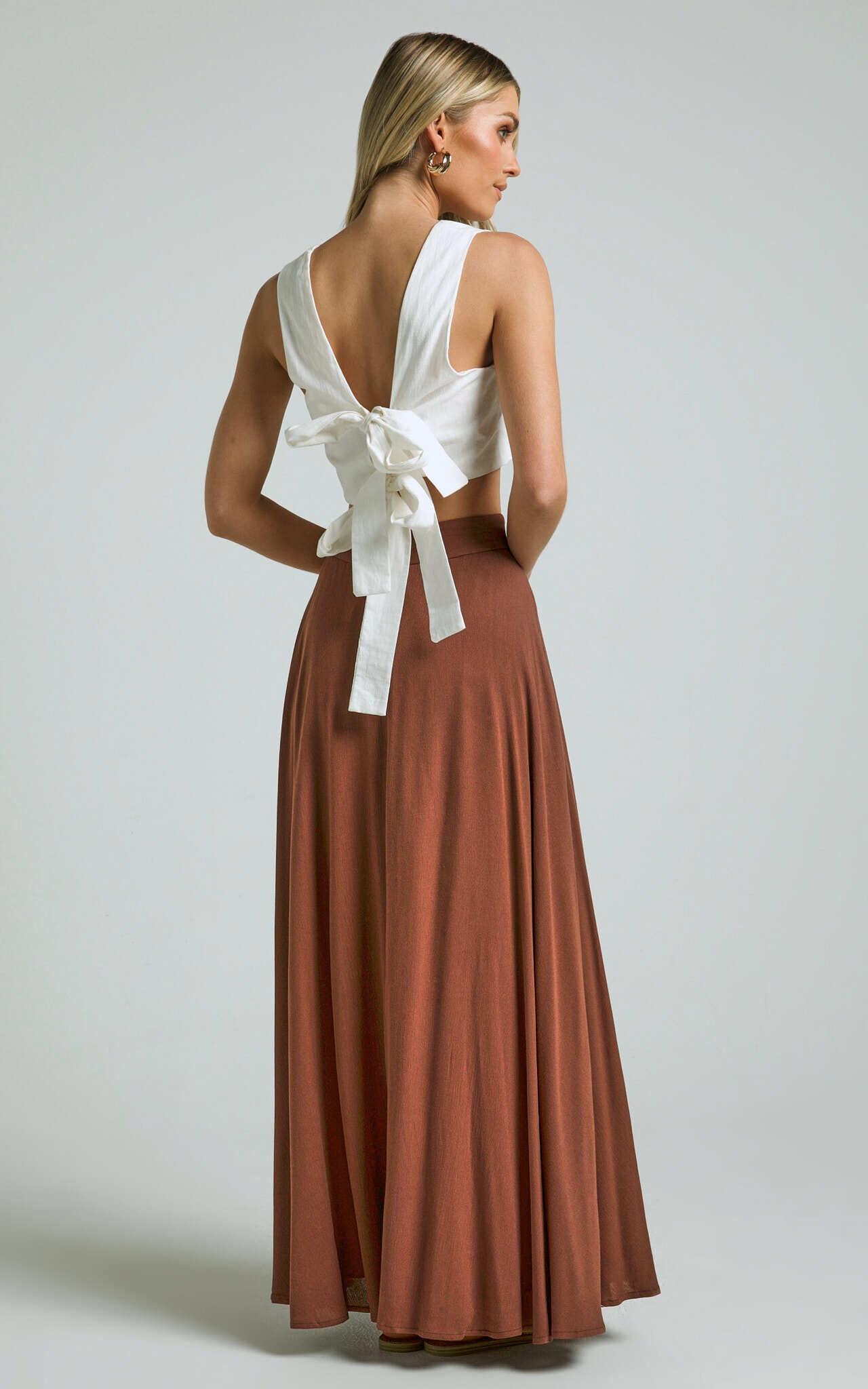 Break A Leg Maxi Skirt - Wrap Tie Skirt in Espresso Product Image