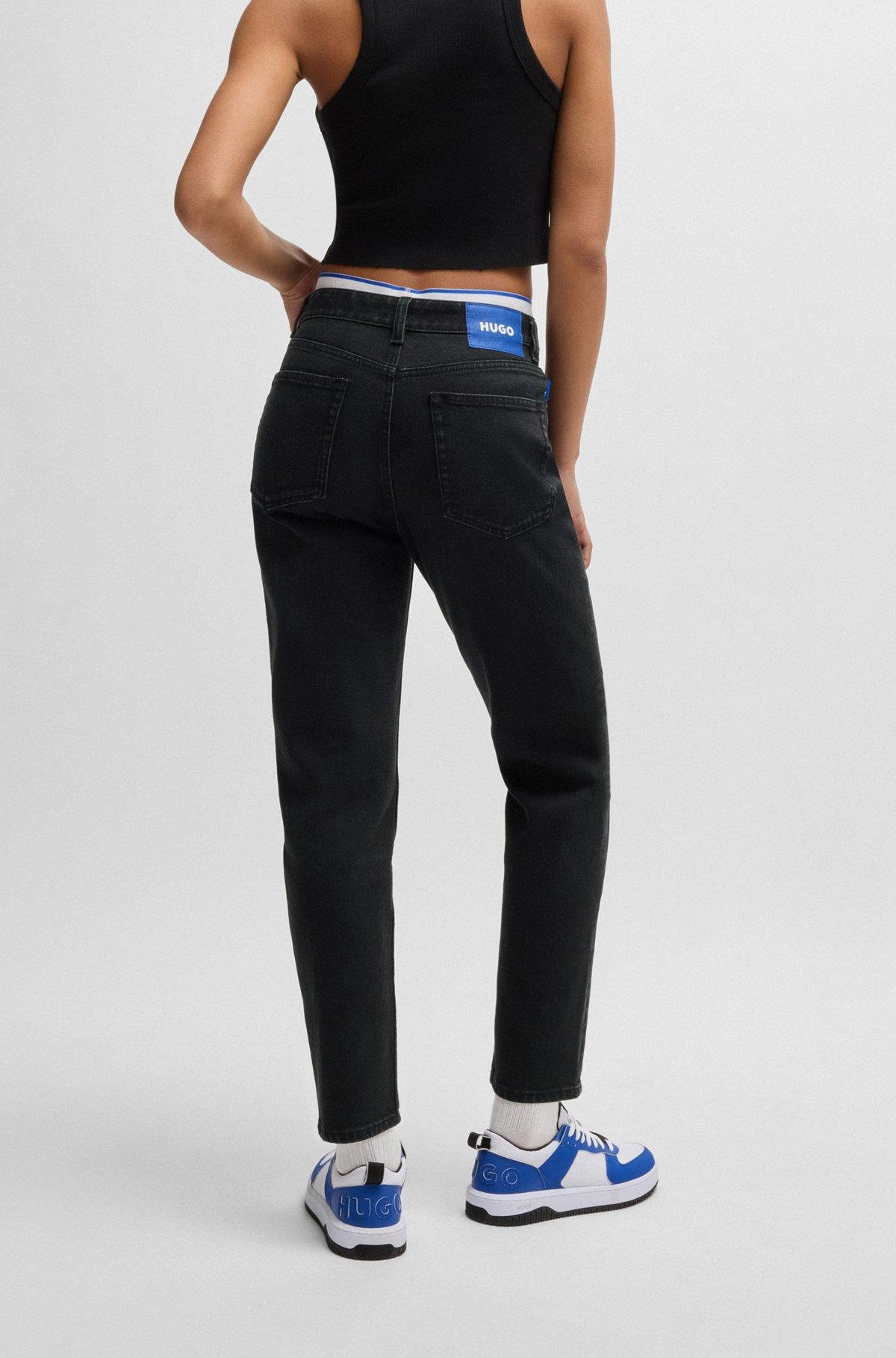 Mom-fit jeans in black rinse-wash denim Product Image
