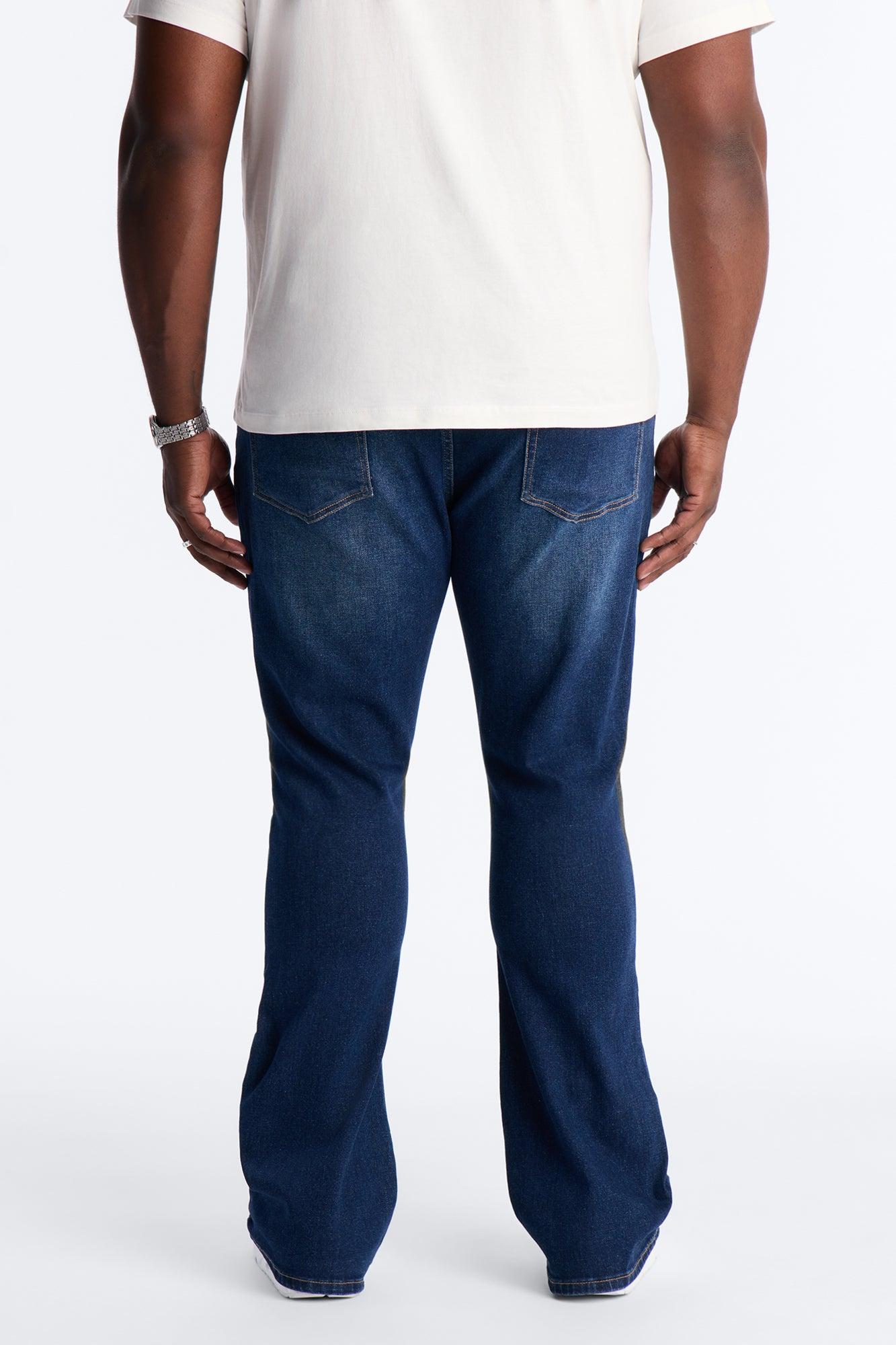 Essential Destroyed Stacked Slim Flare Stretch Jean - Dark Wash Male Product Image