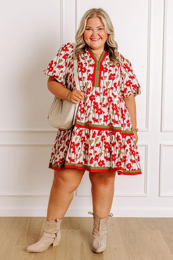 Fresh Horizon Floral Mini Dress in Rust Curves Product Image