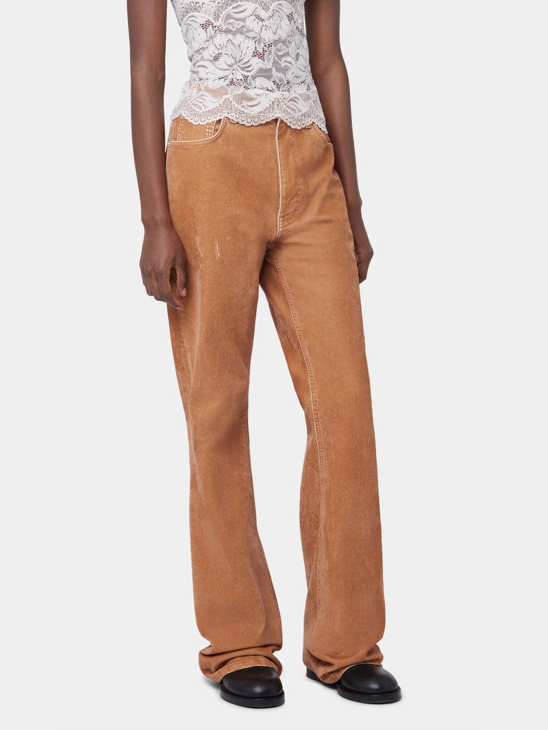 CAMEL FLARED DENIM TROUSERS Product Image