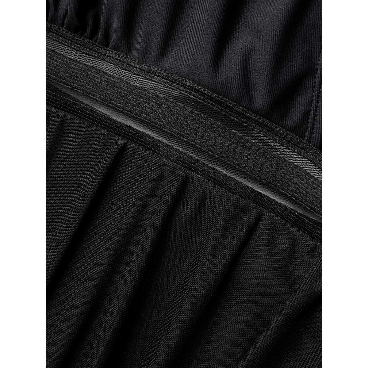 Plus Size Solid Gathered See Through Slit Swim Dress Women's Swimwear Black Beach Bodycon Overlap Collar High stretch Curve Swim Dresses BloomChic 26/4X Product Image