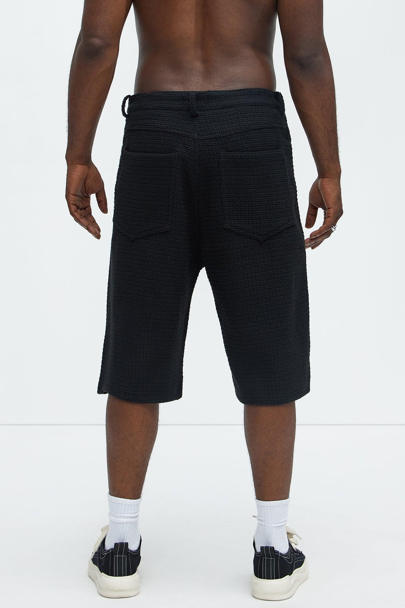 Linden Textured Baggy Shorts - Black Product Image
