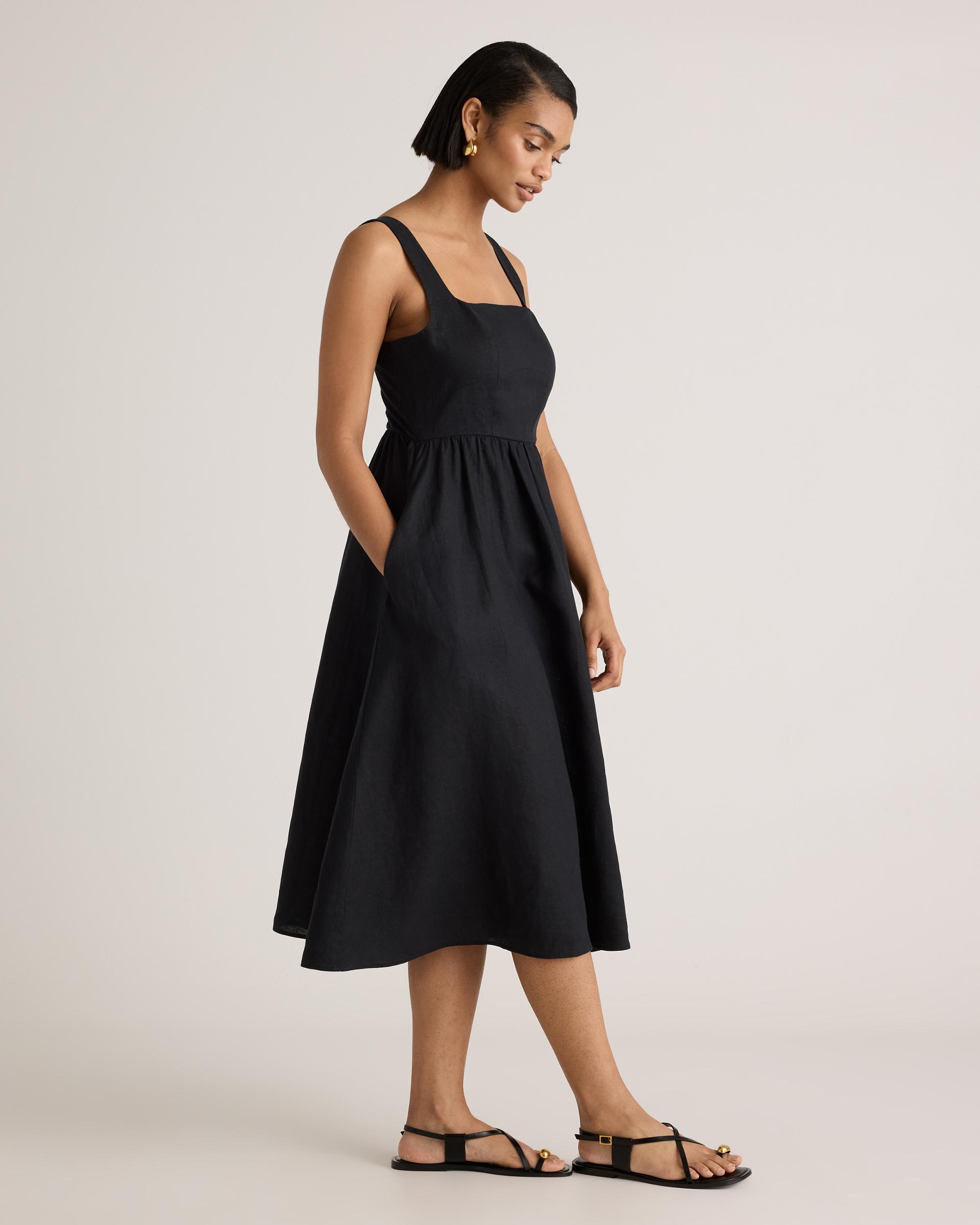 Quince | Women's 100% European Linen Fit & Flare Midi Dress Size XL Product Image