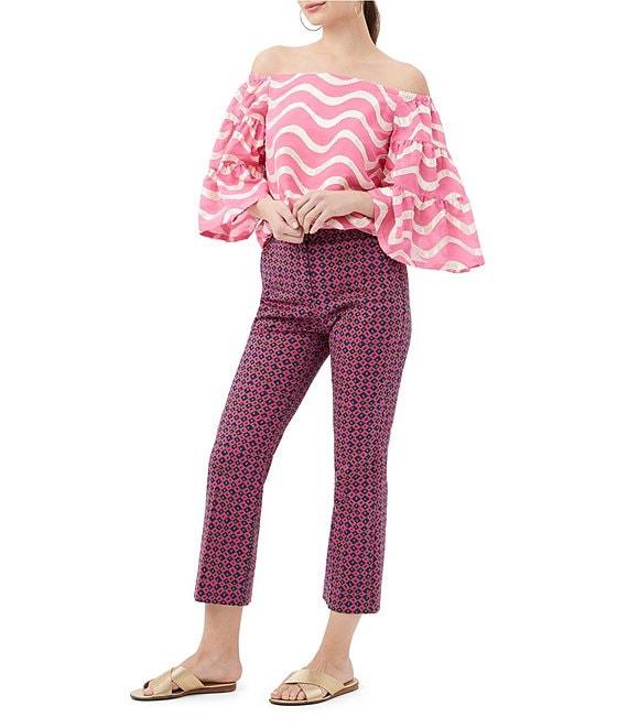 Trina Turk Garnish Printed Off-The-Shoulder 3/4 Bell Sleeve Top Product Image