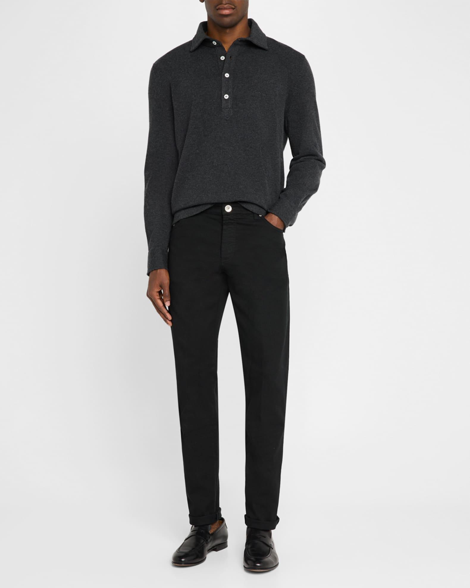 Men's Cashmere Long-Sleeve Polo Shirt Product Image