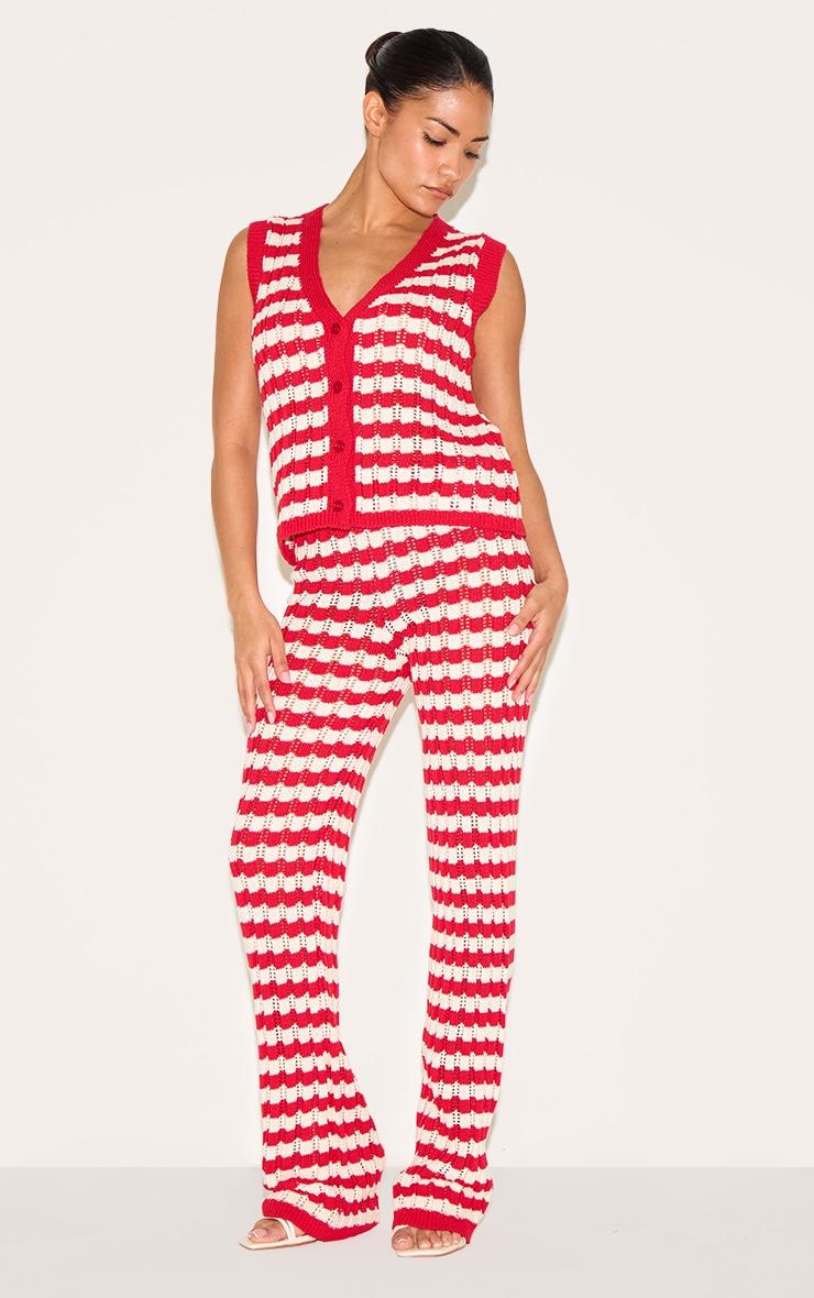 Petite Red Stripe Knitted Sleeveless Vest Product Image