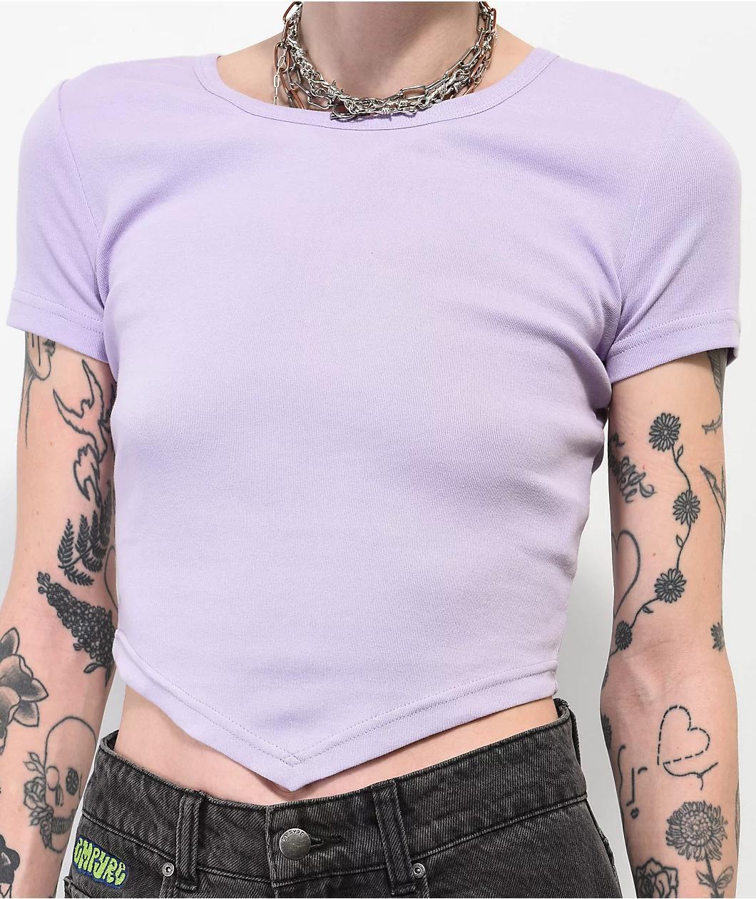 A.LAB Tracie Triangle Hem Purple Crop T-Shirt Product Image