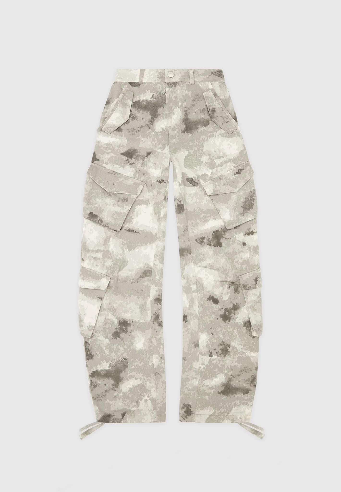High Waisted Camo Cargo Pants - Grey Female Product Image