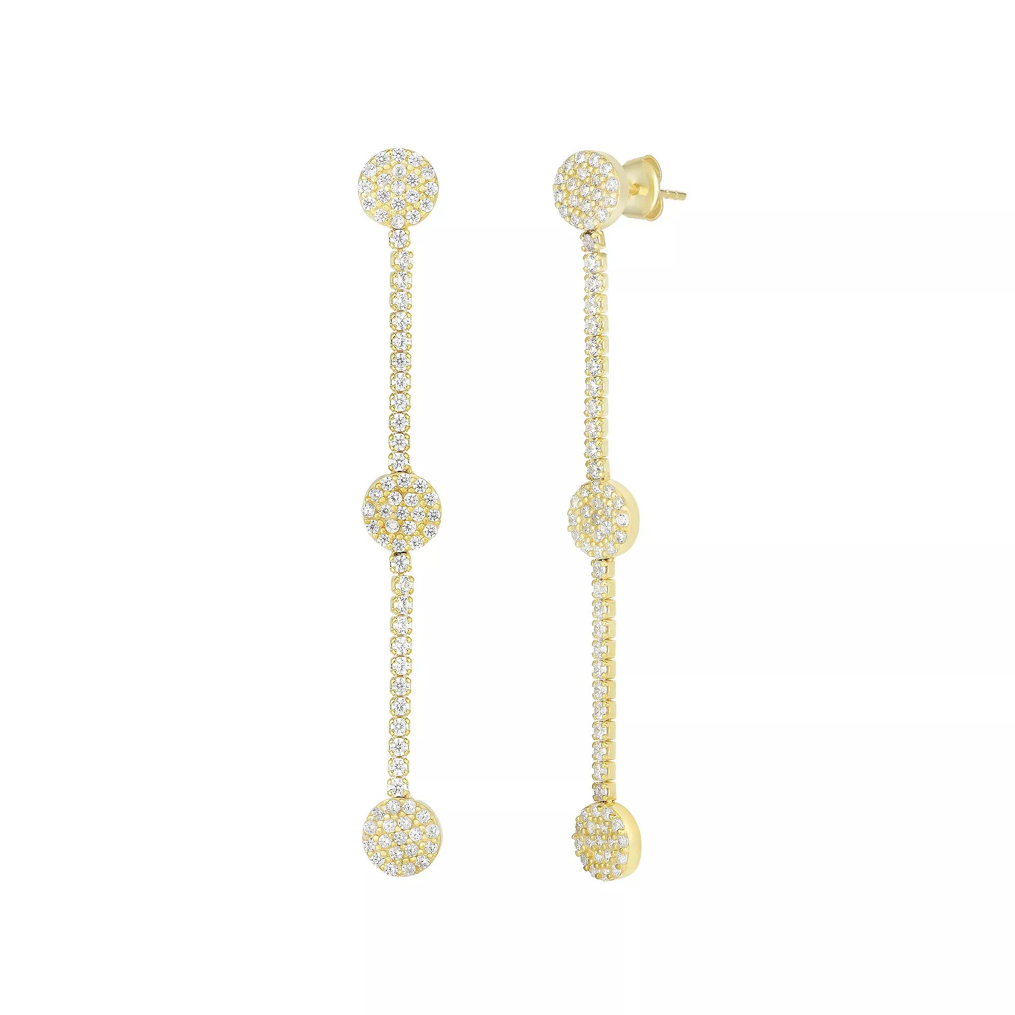 Sunkissed Sterling 14k Gold Over Silver Cubic Zirconia Drop Earrings, Women's, Gold Tone Product Image