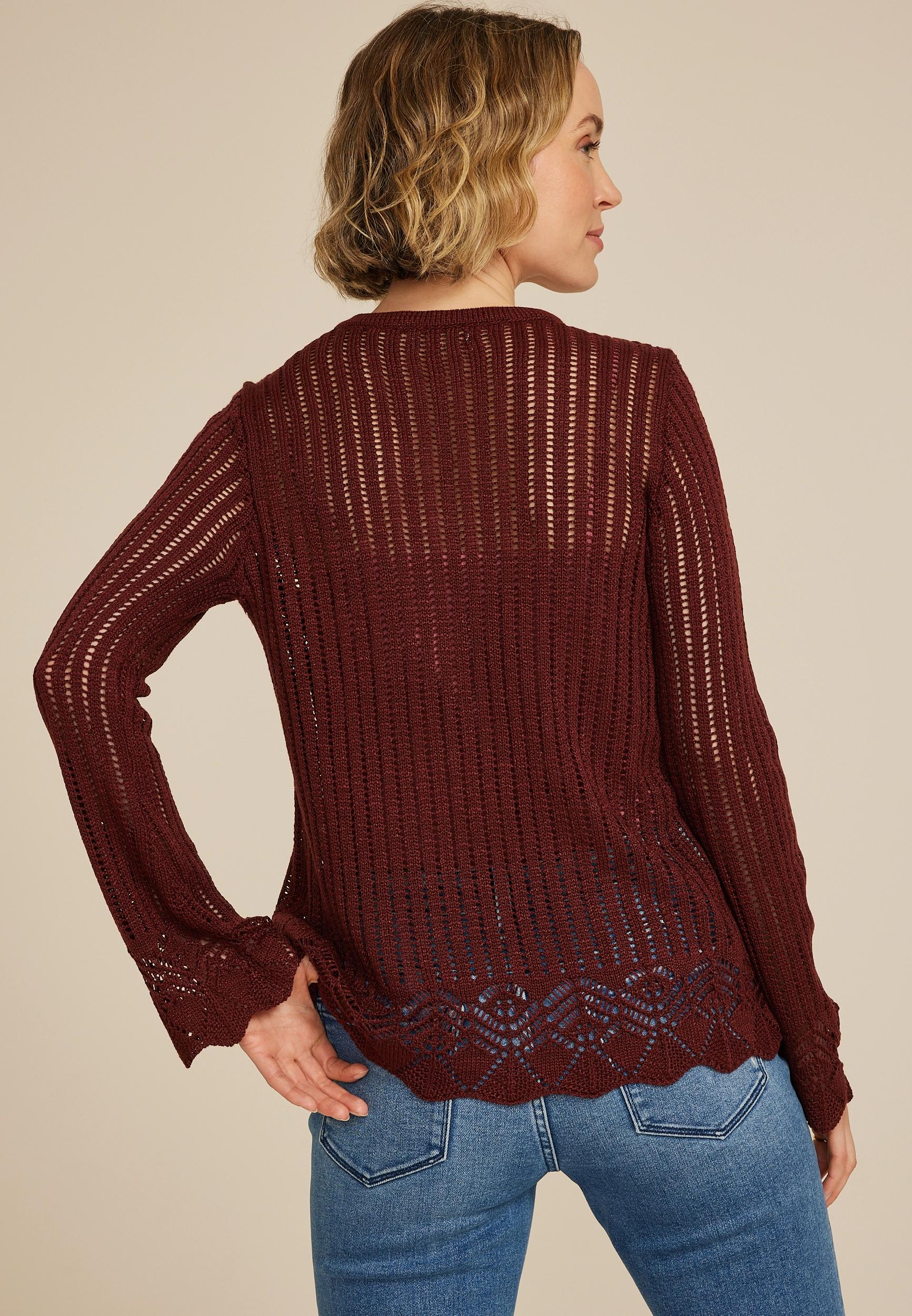 Open Stitch Bell Sleeve Sweater Product Image