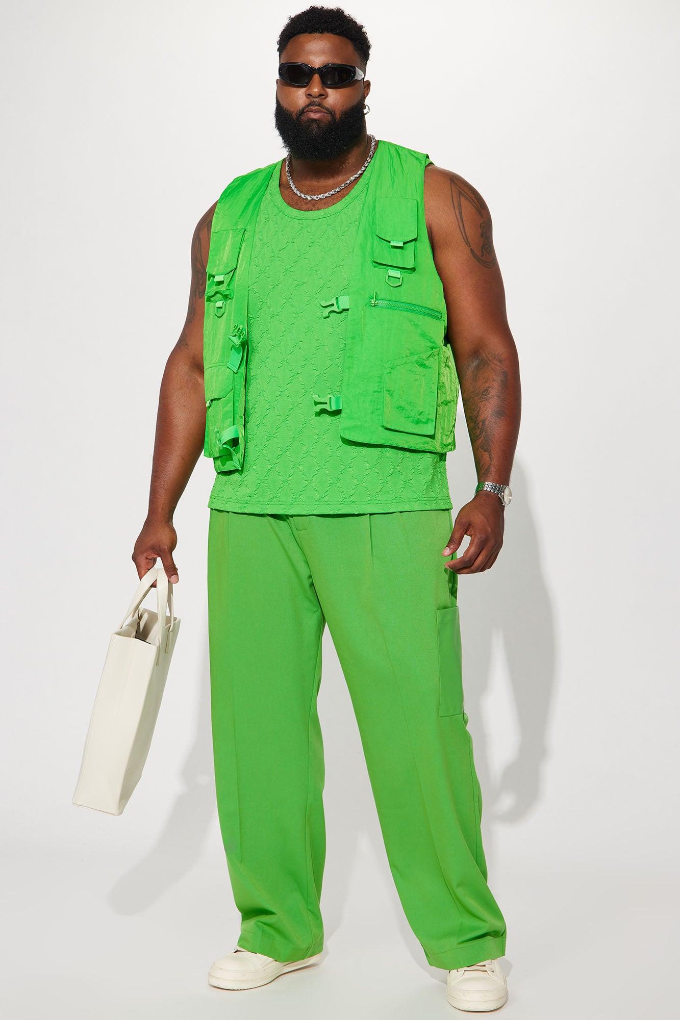 Rodeo PU Pocket Gabardine Slim Trousers - Green Product Image