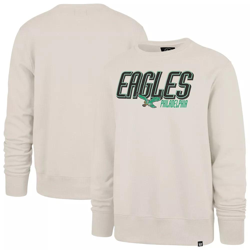 Men's '47  Cream Philadelphia Eagles Locked In Headline Pullover Sweatshirt, Size: XL, Beige Product Image