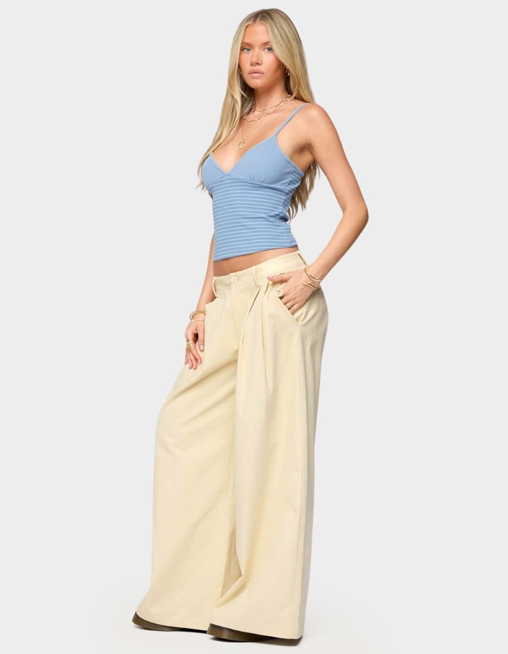 EDIKTED Hemsley Striped Ribbed Tank Top - BLUE Product Image