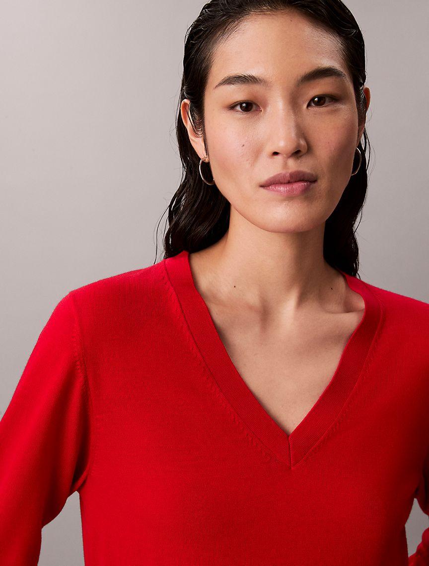 Merino Wool V-Neck Sweater Product Image